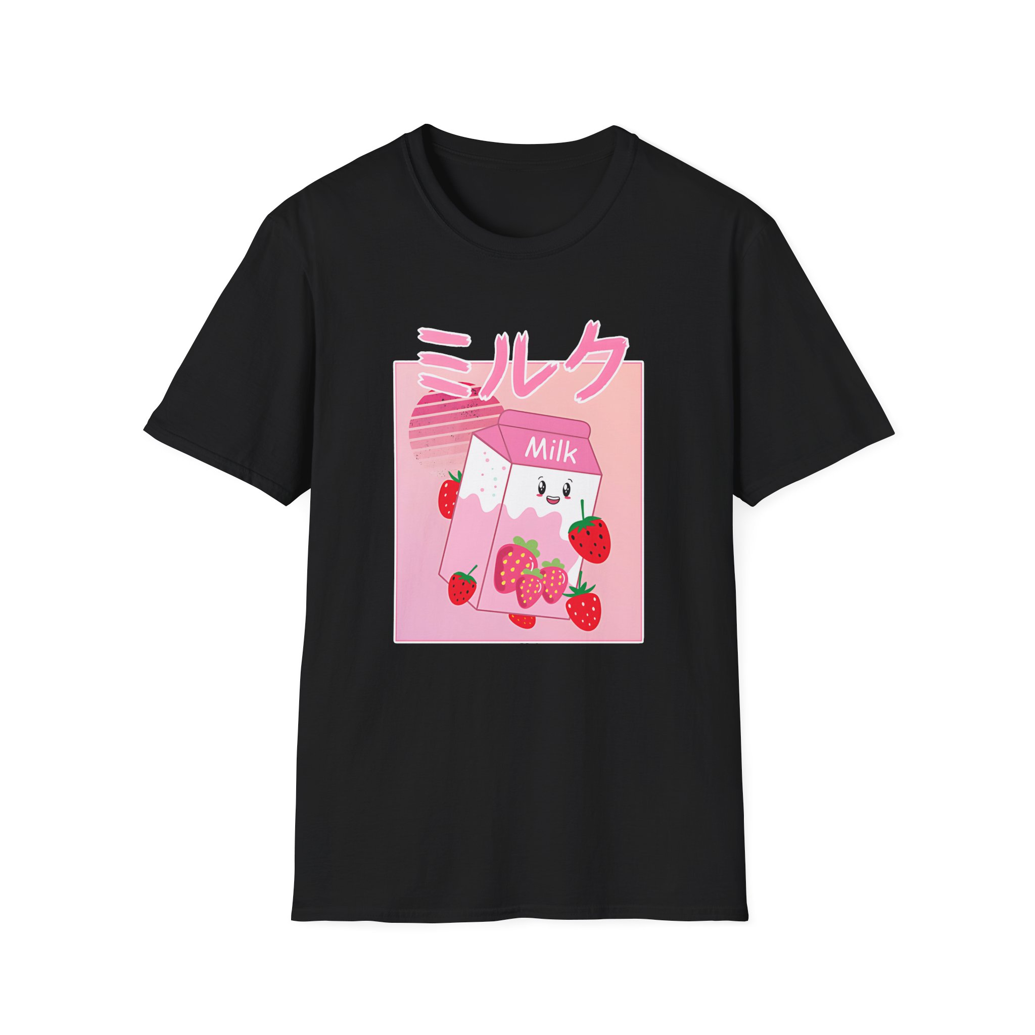 Georgenotfound Anime Strawberry Milk Shake Unisex Softstyle T-Shirt