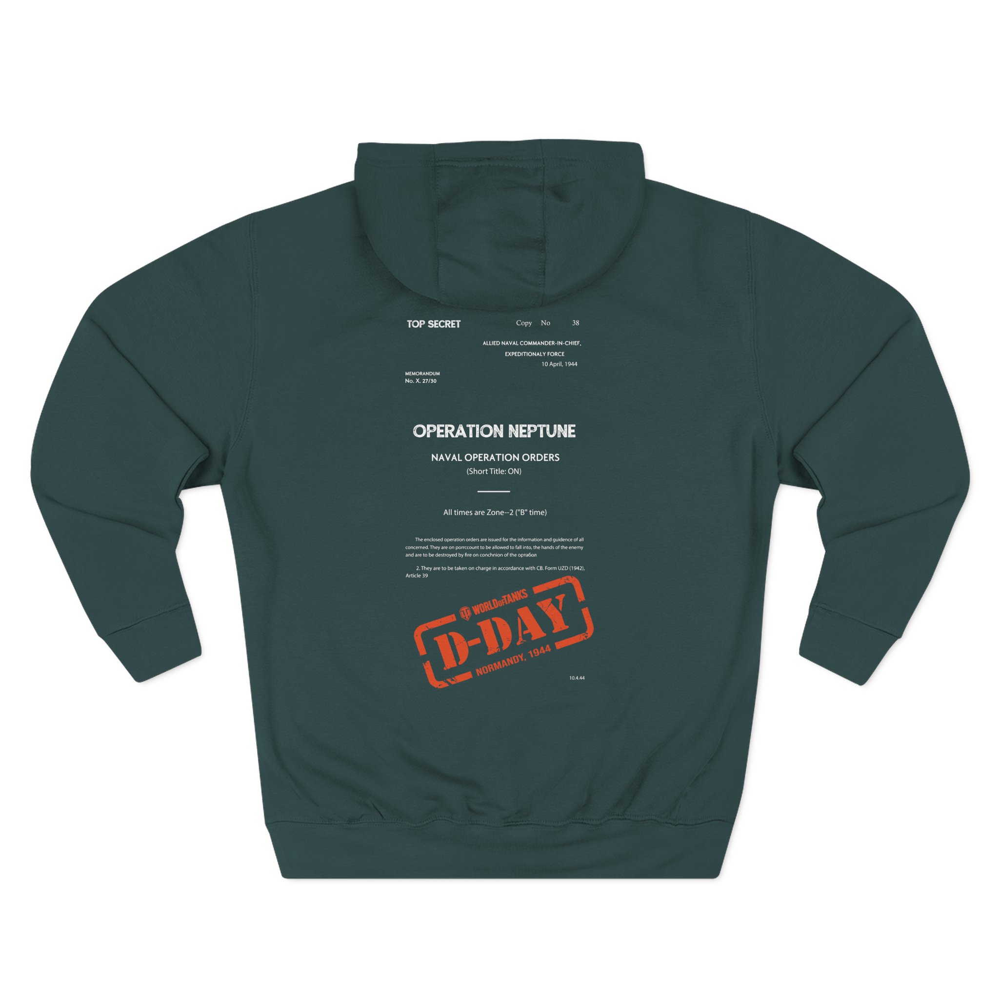 World of Tank Wot D-day Top Secret Three-Panel Fleece Hoodie