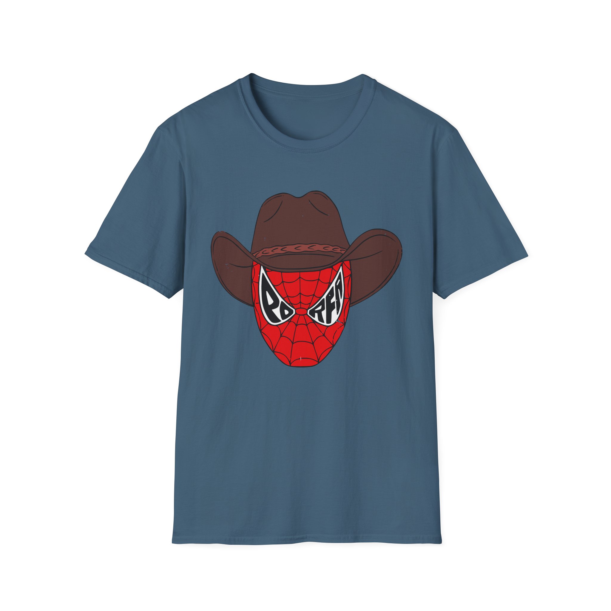 Porfa Spider Man Cowboy Hat Unisex Softstyle T-Shirt