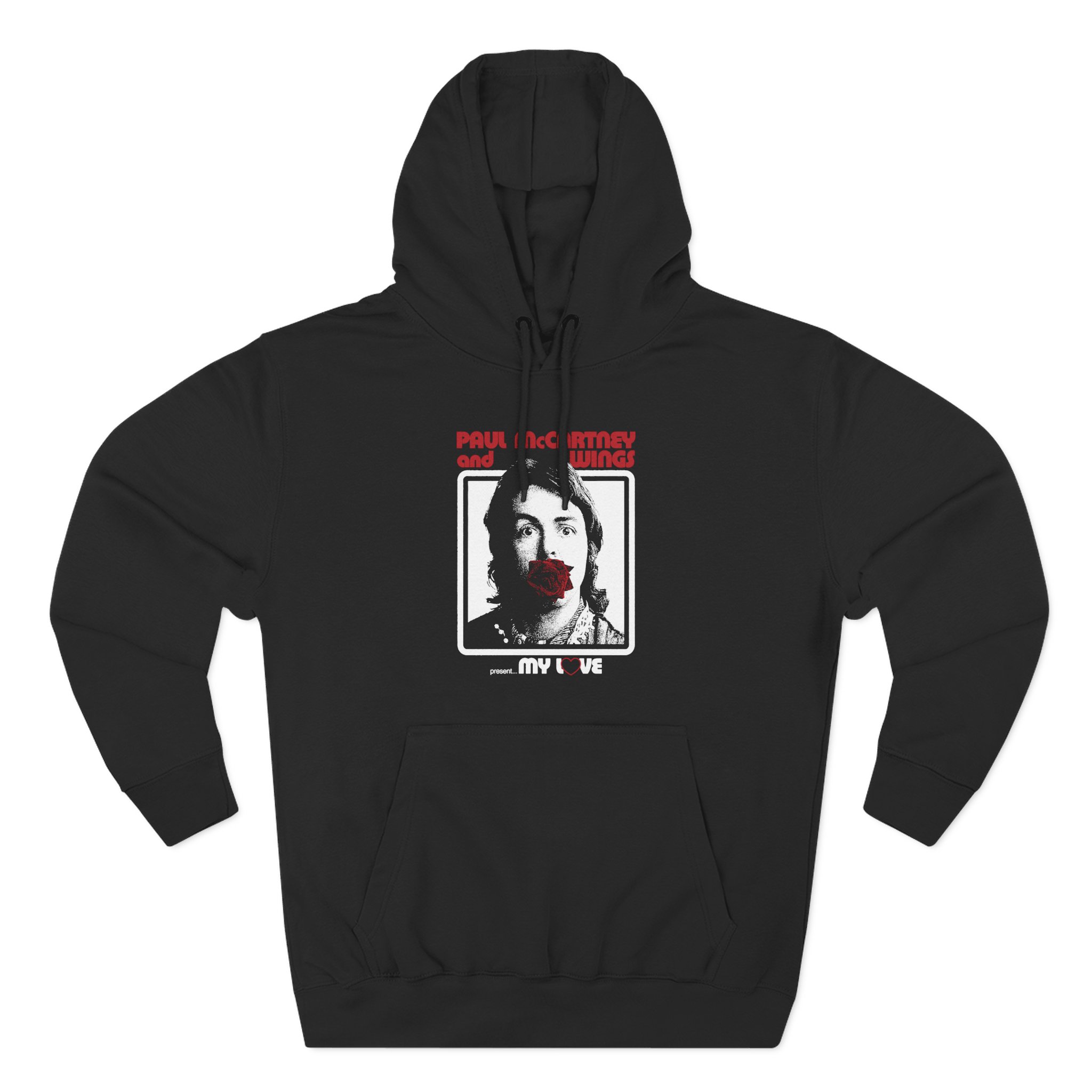 Wings Red Rose Three-Panel Fleece Hoodie