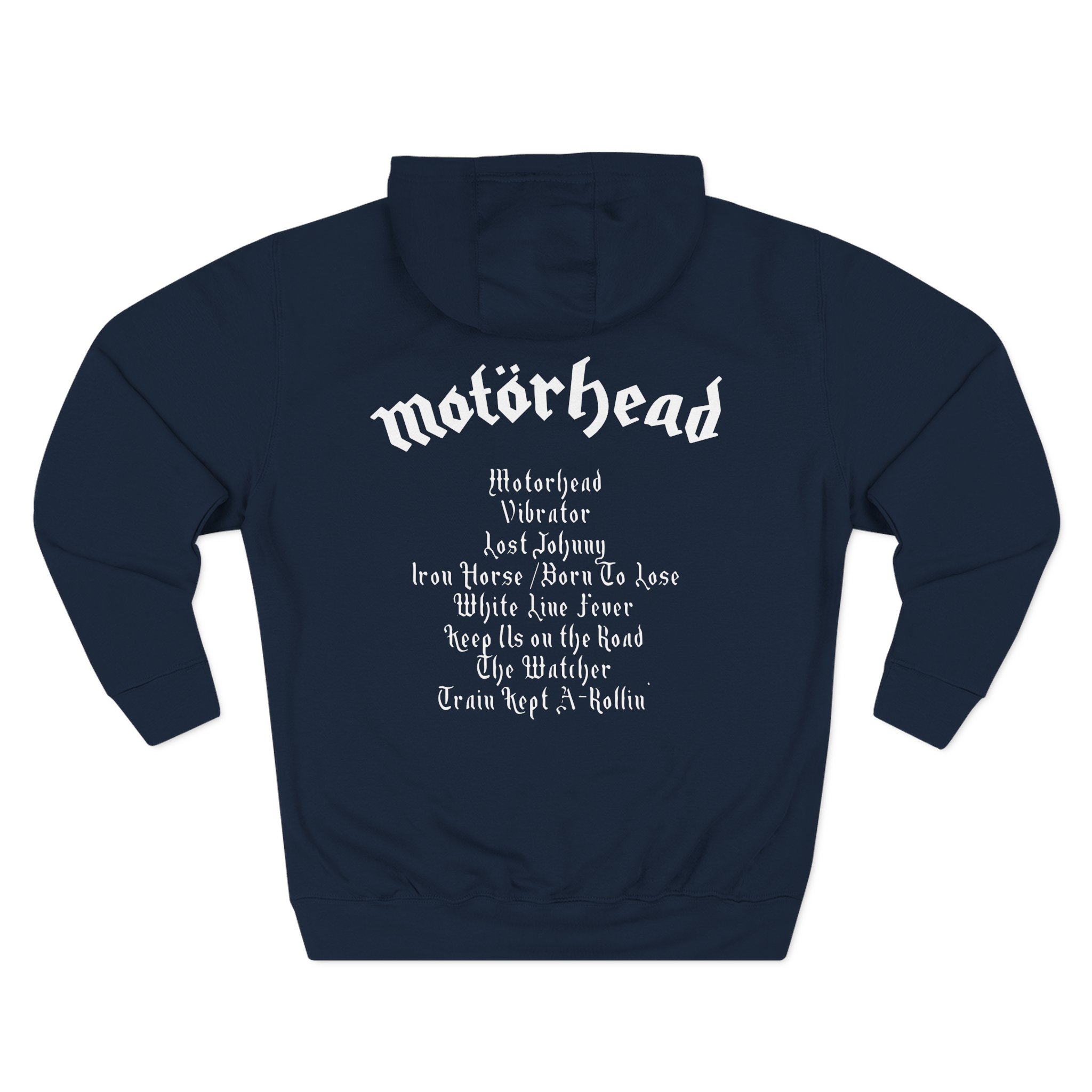 Lemmy Motörhead Tracklist Three-Panel Fleece Hoodie