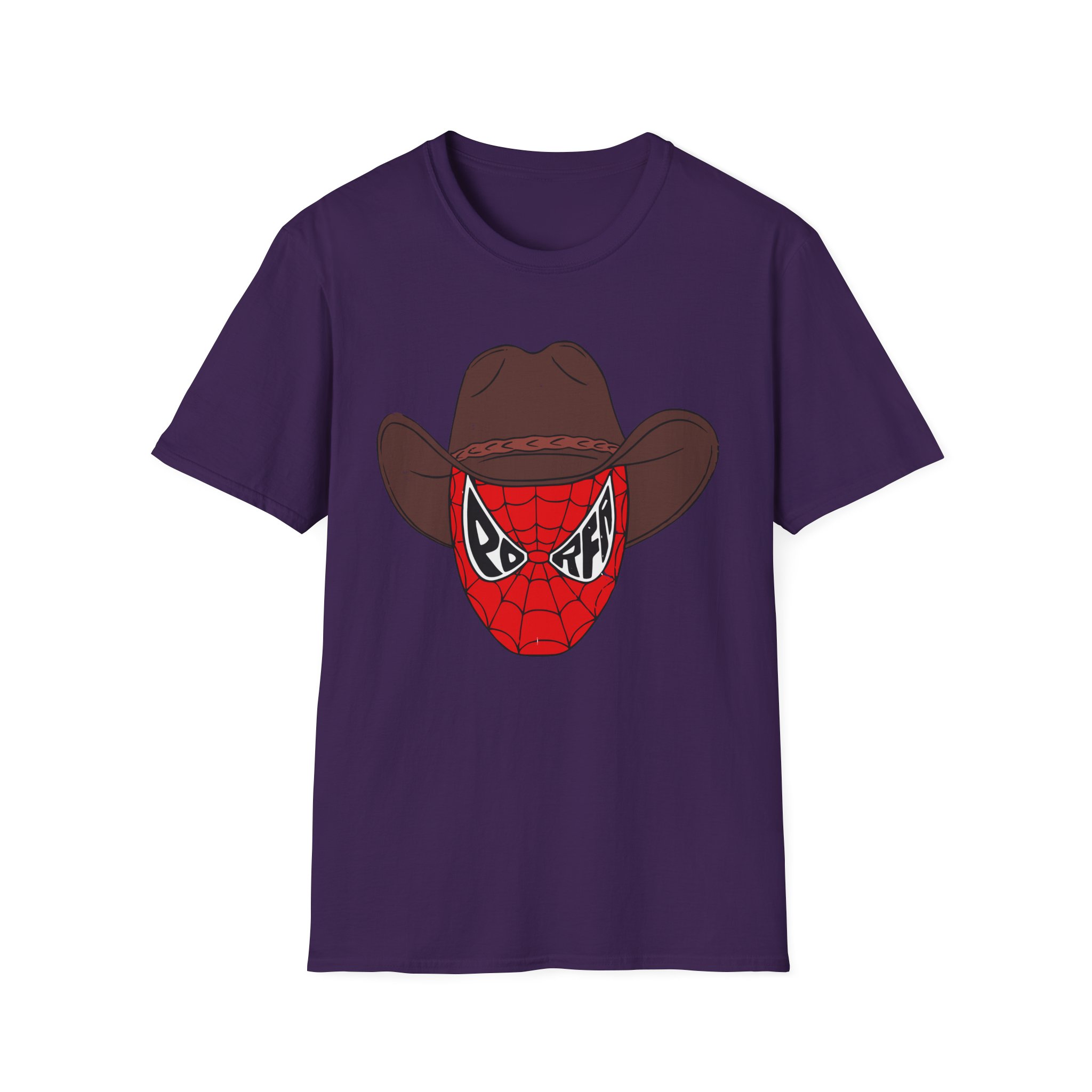 Porfa Spider Man Cowboy Hat Unisex Softstyle T-Shirt