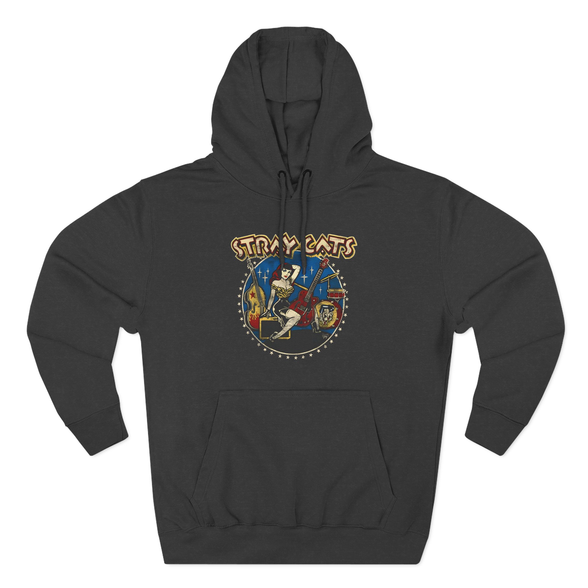 Stray Cats Ladies Bass Three-Panel Fleece Hoodie
