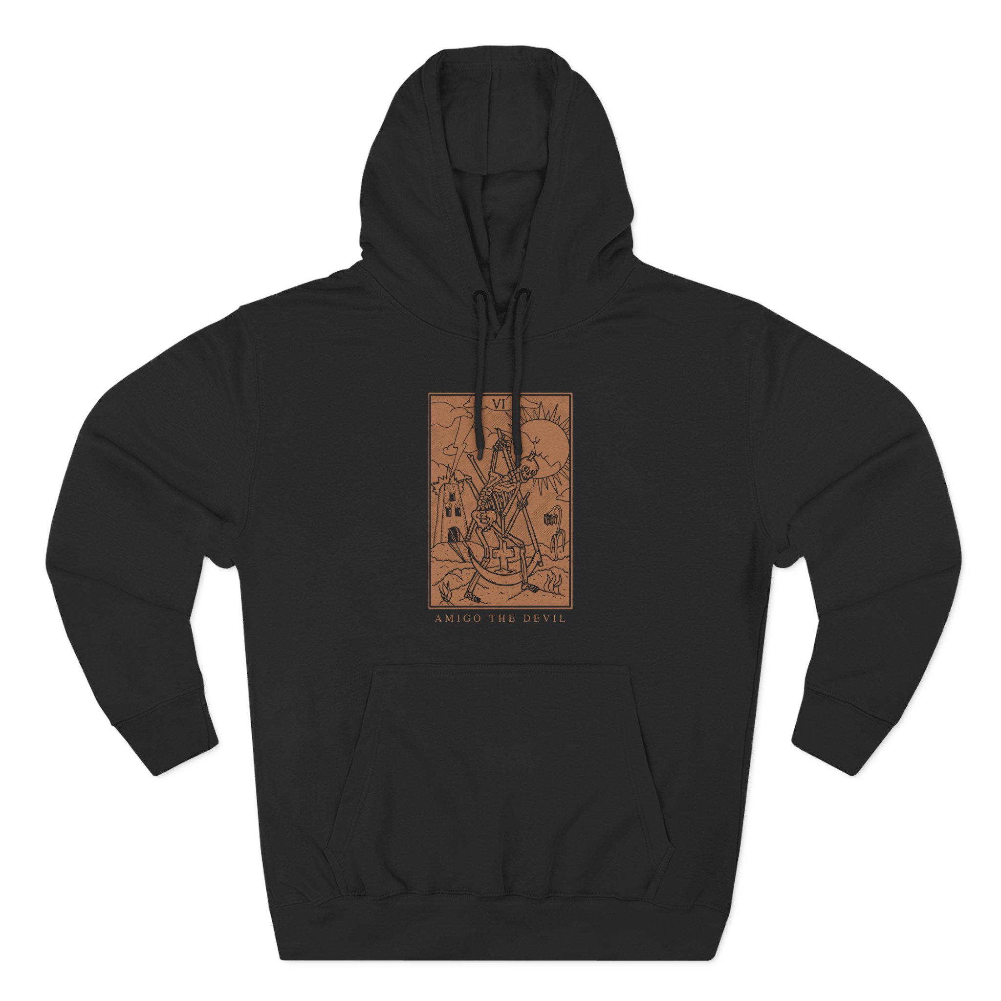 Amigo the Devil Tarot Card Three-Panel Fleece Hoodie