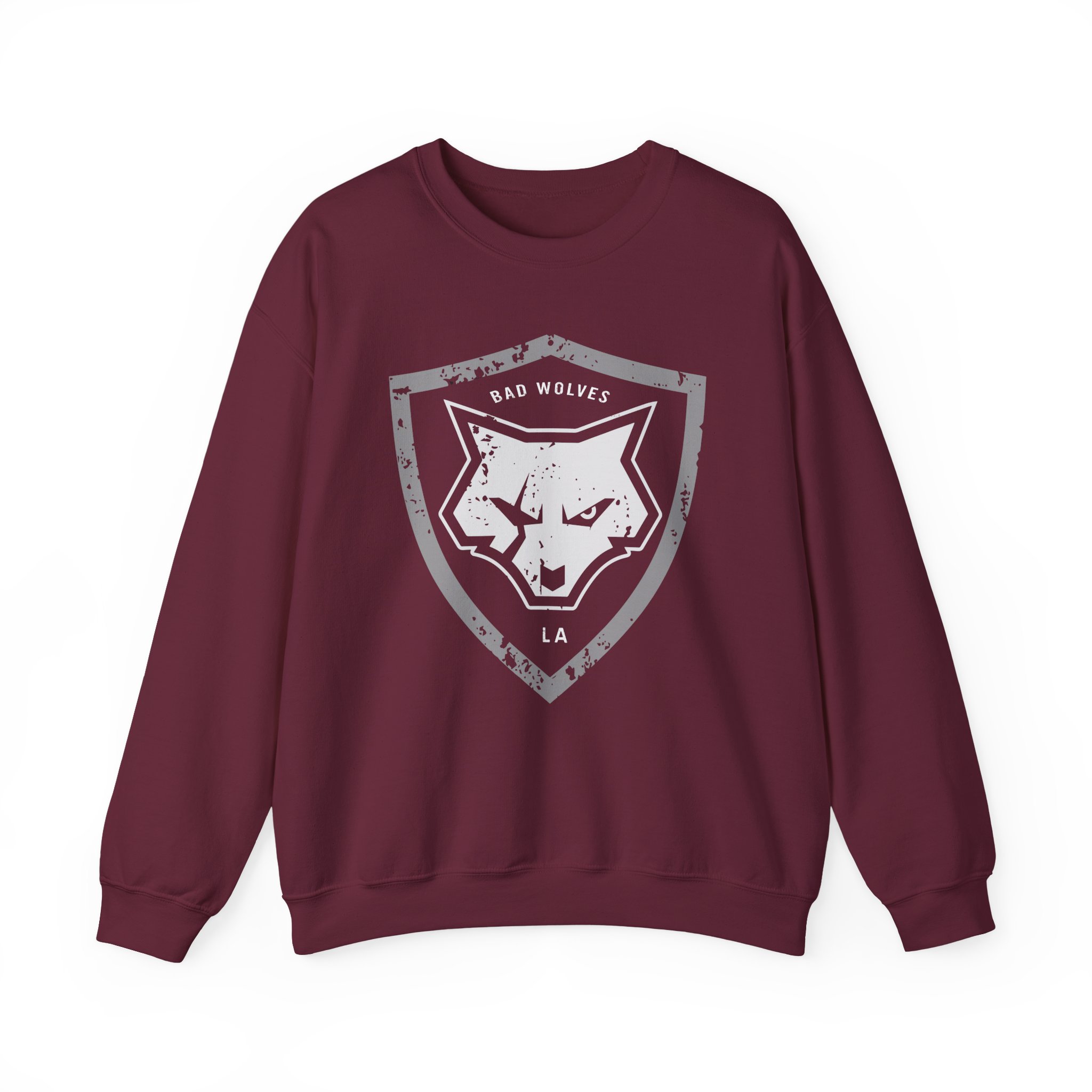 Bad Wolves Distressed Shield Unisex Heavy Blendâ„¢ Crewneck Sweatshirt