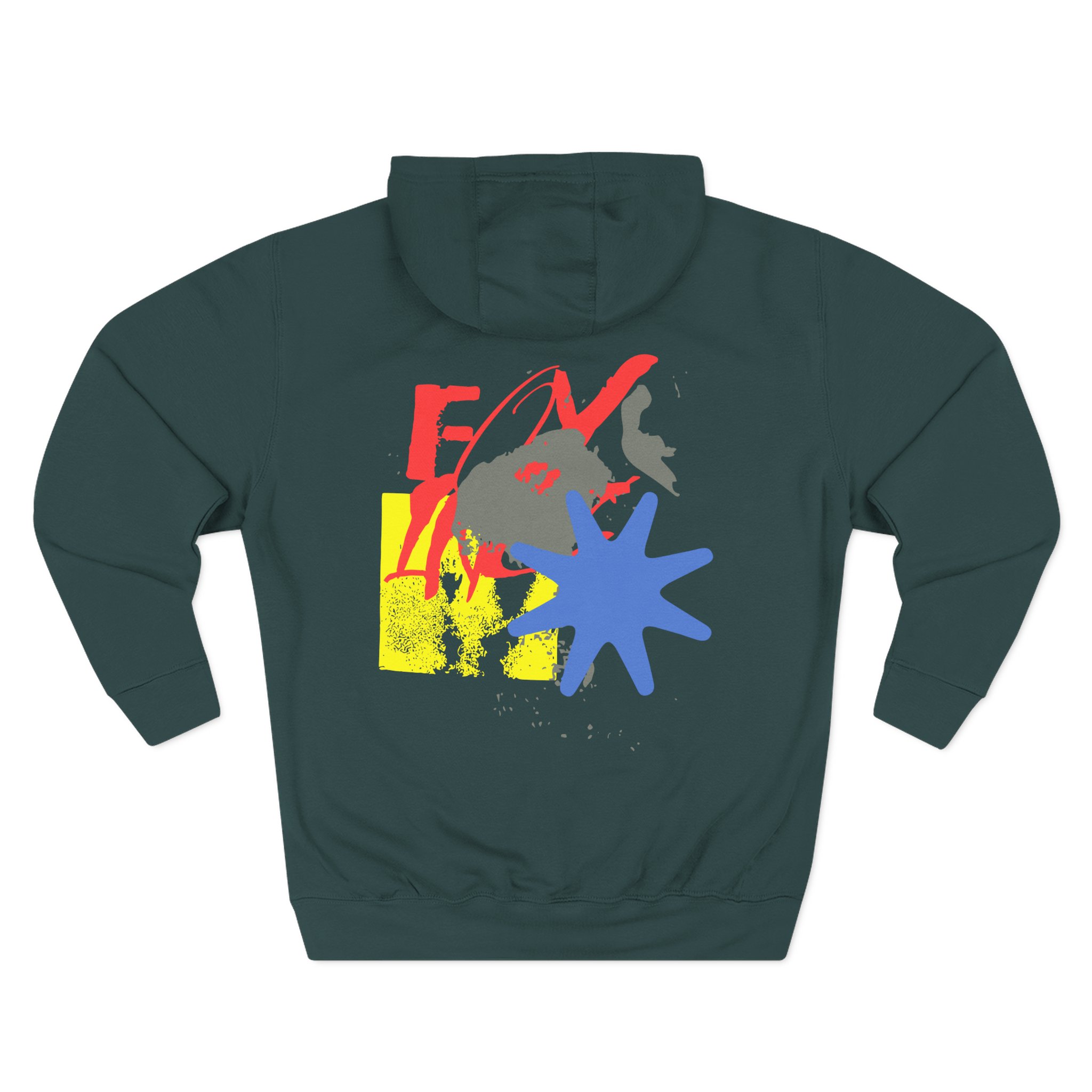 Foxing Shapes Three-Panel Fleece Hoodie