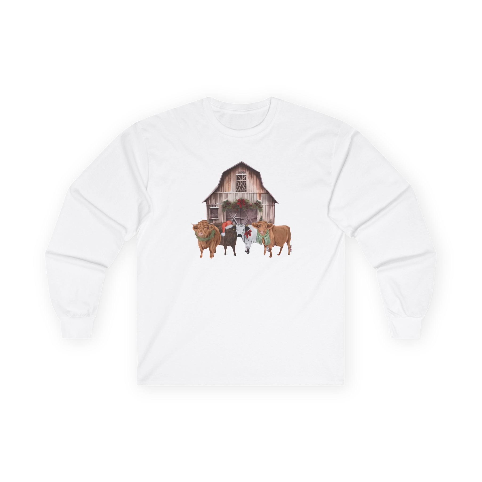 Katie Van Slyke Christmas Cows Unisex Ultra Cotton Long Sleeve Tee