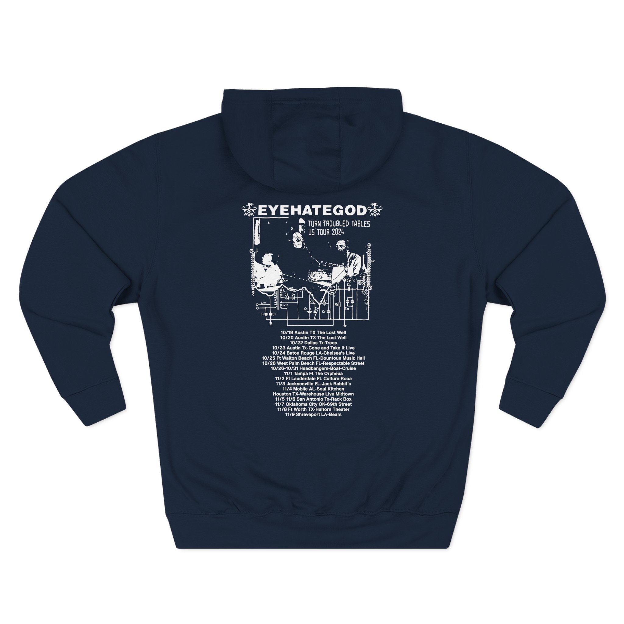 Eyehategod Turn Troubled Tables Us Tour Three-Panel Fleece Hoodie