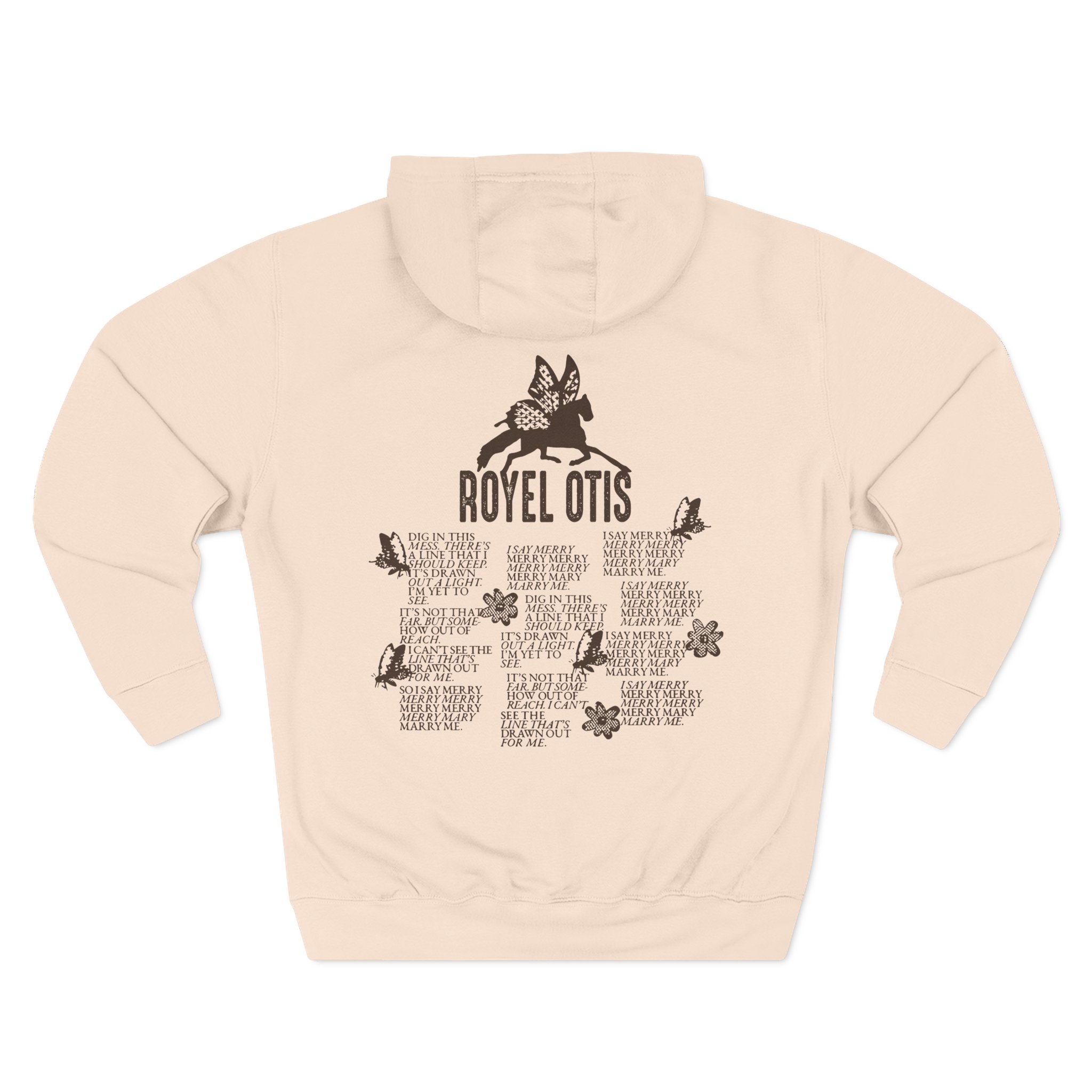 Royel Otis Mary Marry Me Faded Powder Three-Panel Fleece Hoodie