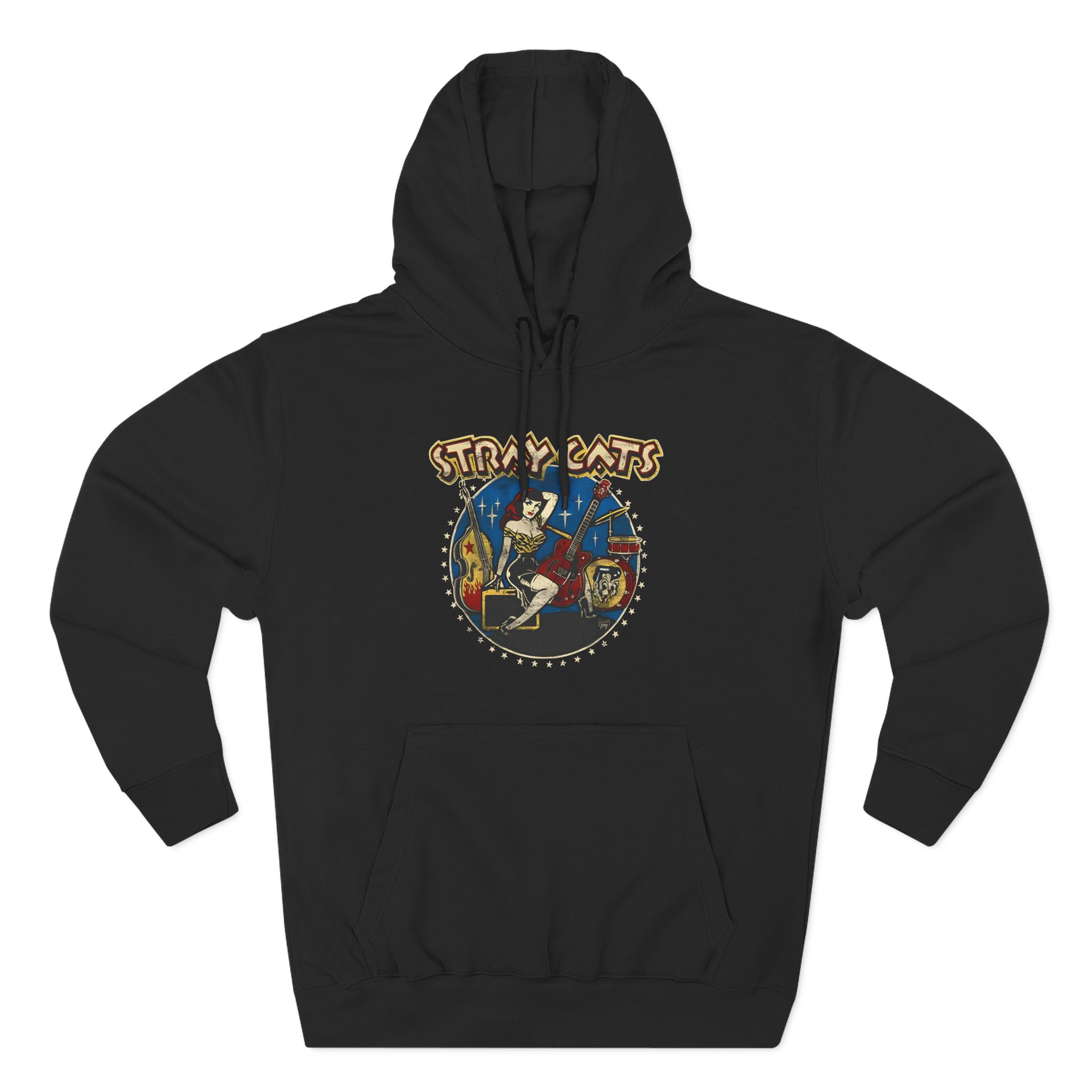 Stray Cats Ladies Bass Three-Panel Fleece Hoodie