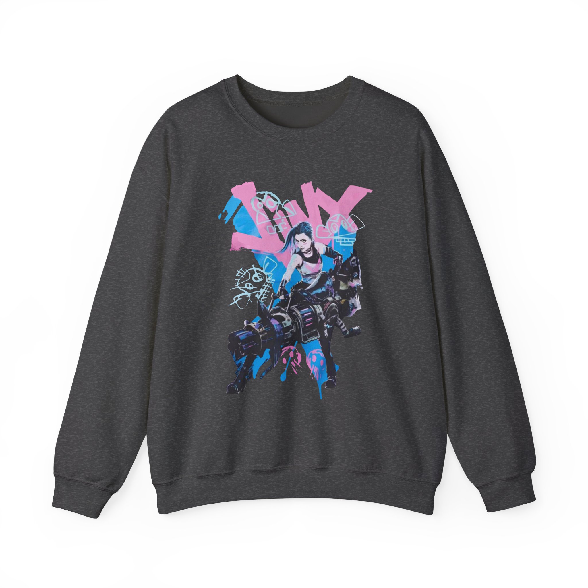 Jinx Arcane Graffiti Jumbo Unisex Heavy Blendâ„¢ Crewneck Sweatshirt