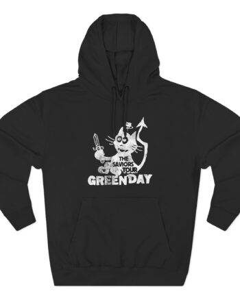 Green Day Cat and Sword Three-Panel Fleece Hoodie