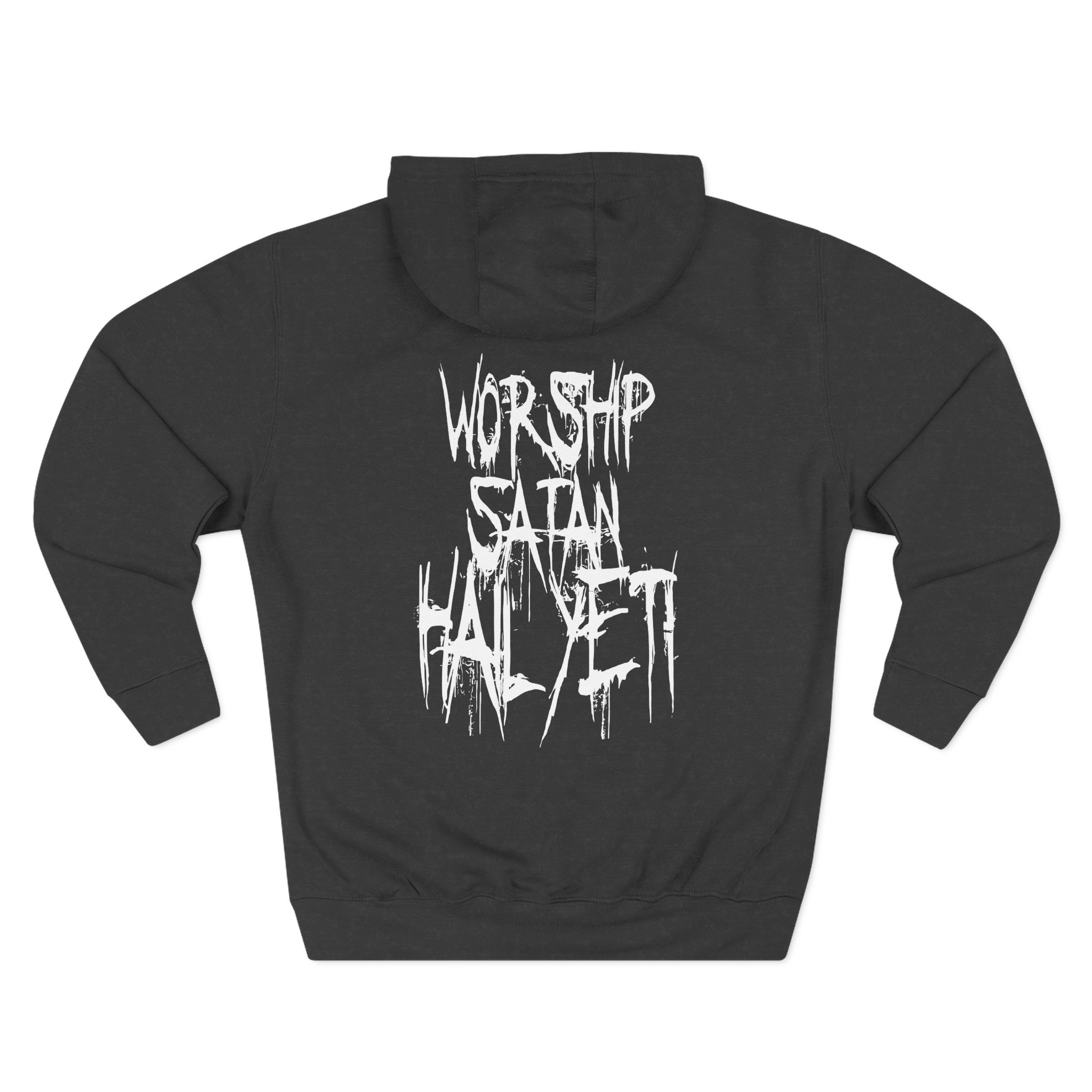All Hail the Yeti Worship Satan Three-Panel Fleece Hoodie