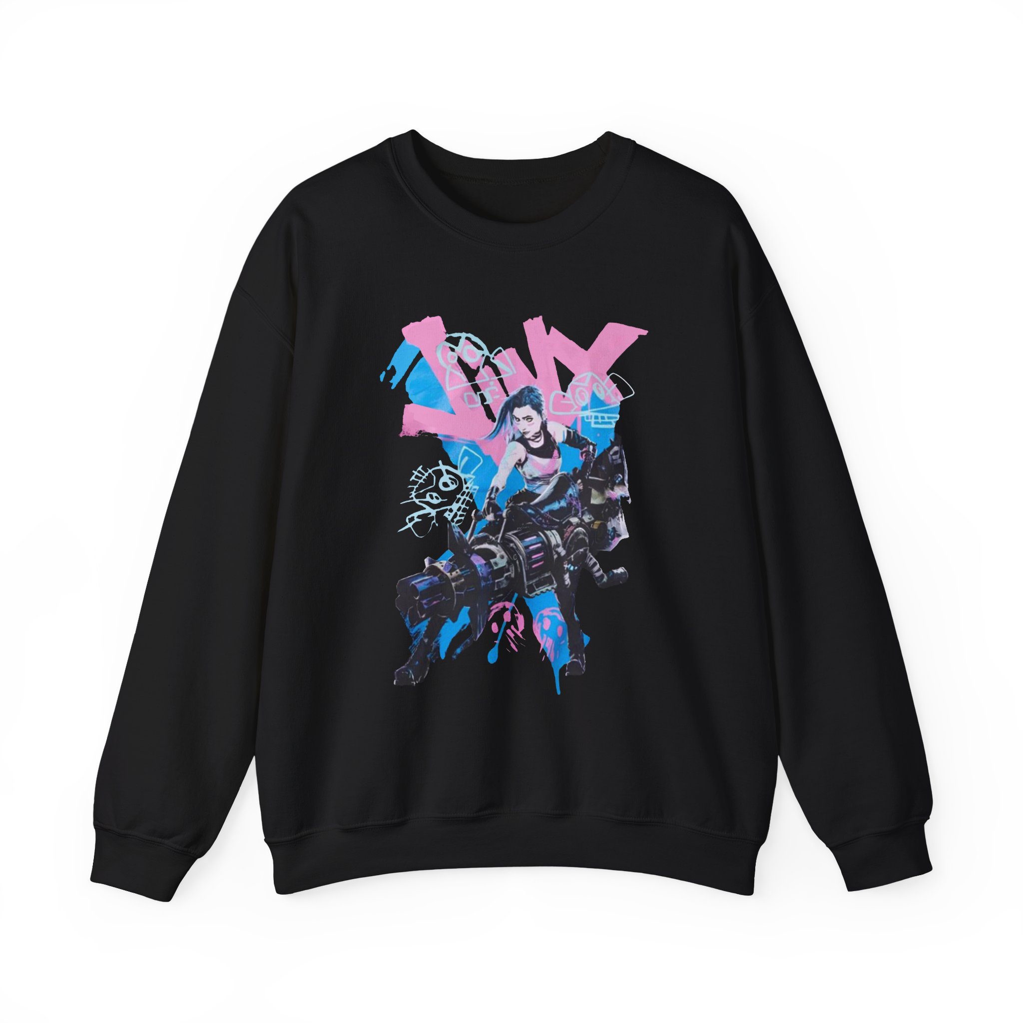 Jinx Arcane Graffiti Jumbo Unisex Heavy Blendâ„¢ Crewneck Sweatshirt