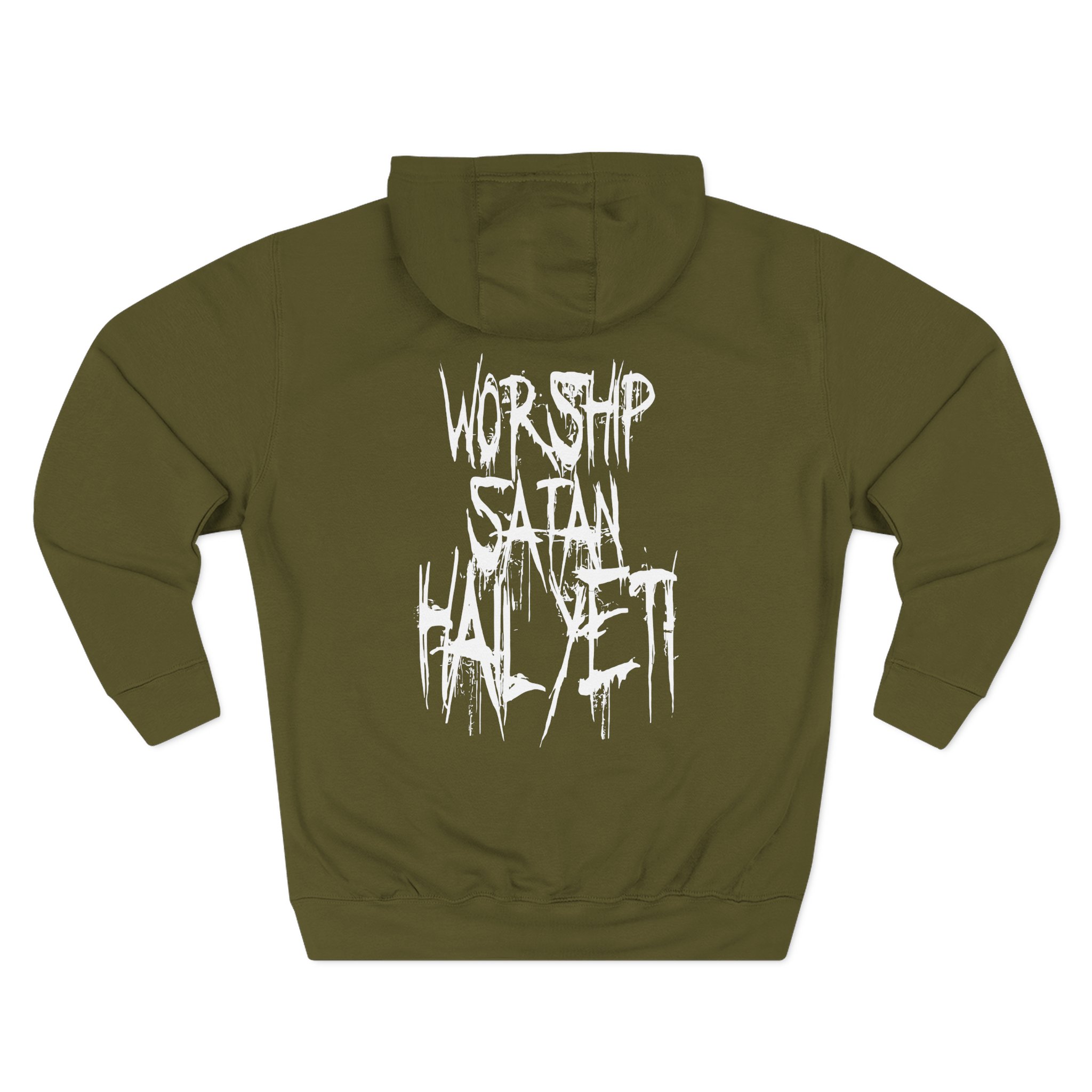 All Hail the Yeti Worship Satan Three-Panel Fleece Hoodie