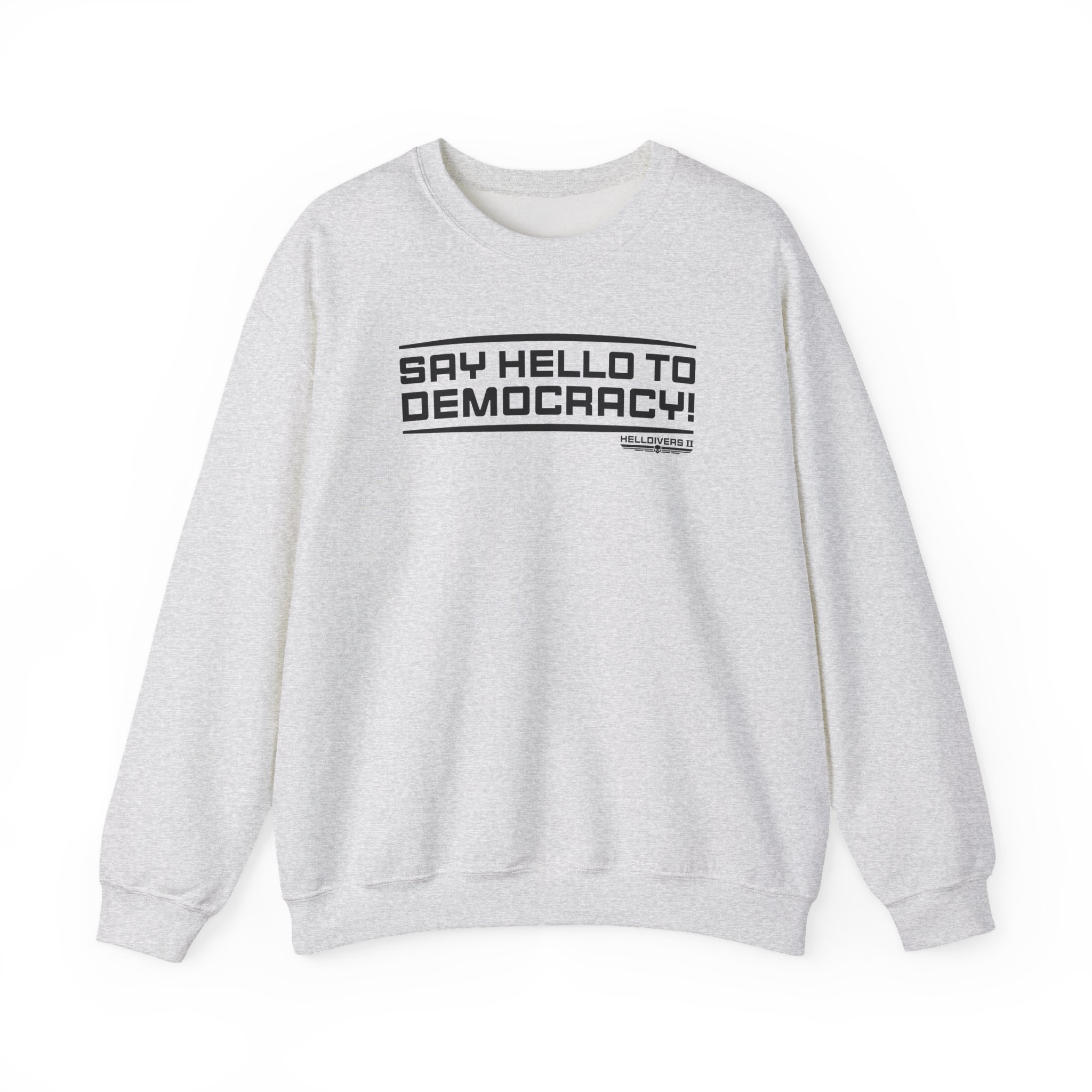 Helldivers Hello to Democracy Unisex Heavy Blendâ„¢ Crewneck Sweatshirt