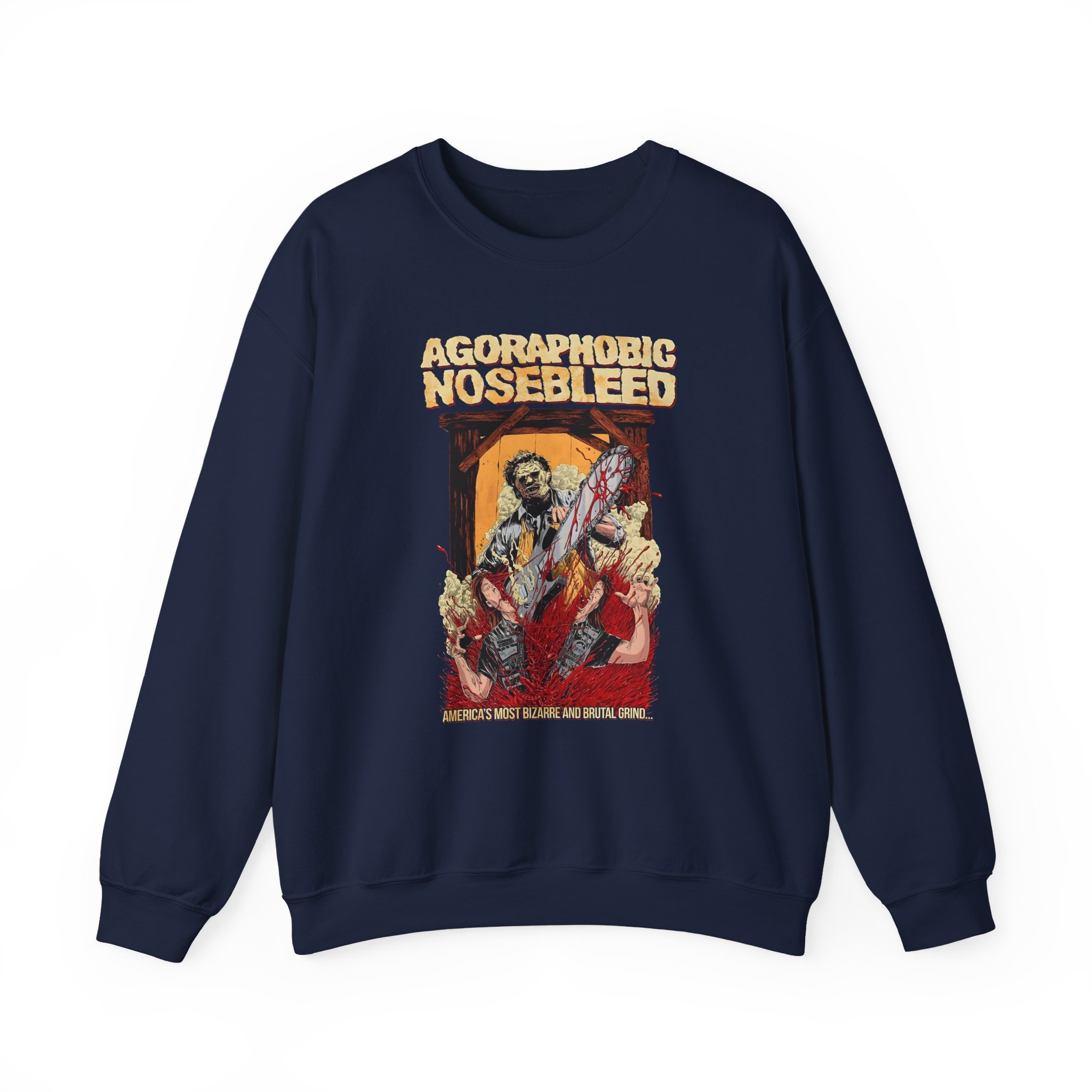 Agoraphobic Nosebleed Leatherface Unisex Heavy Blendâ„¢ Crewneck Sweatshirt