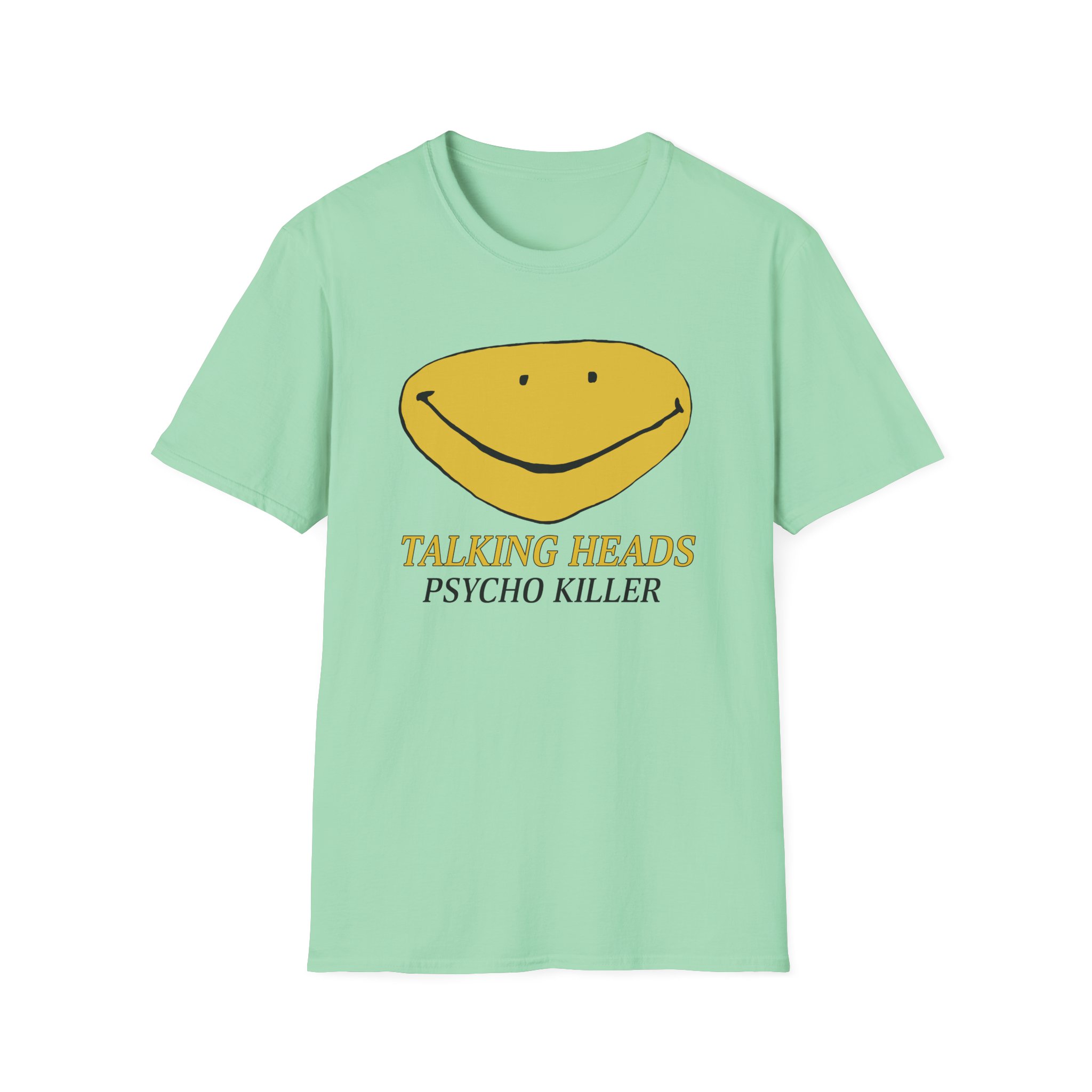 Talking Heads Smiley Face Psycho Killer Unisex Softstyle T-Shirt