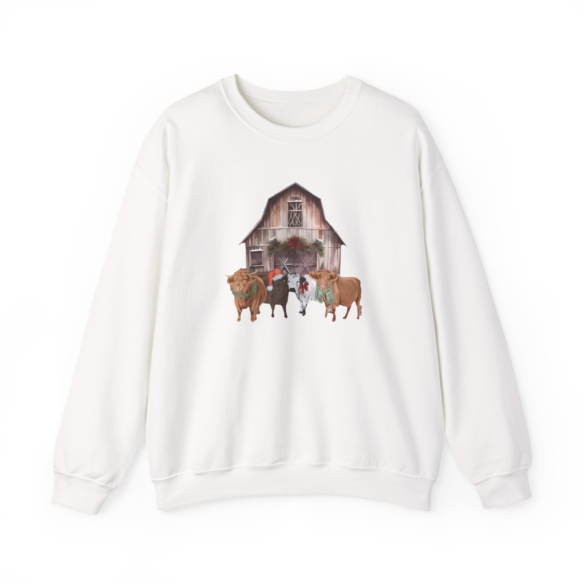 Katie Van Slyke Christmas Cows Unisex Heavy Blendâ„¢ Crewneck Sweatshirt