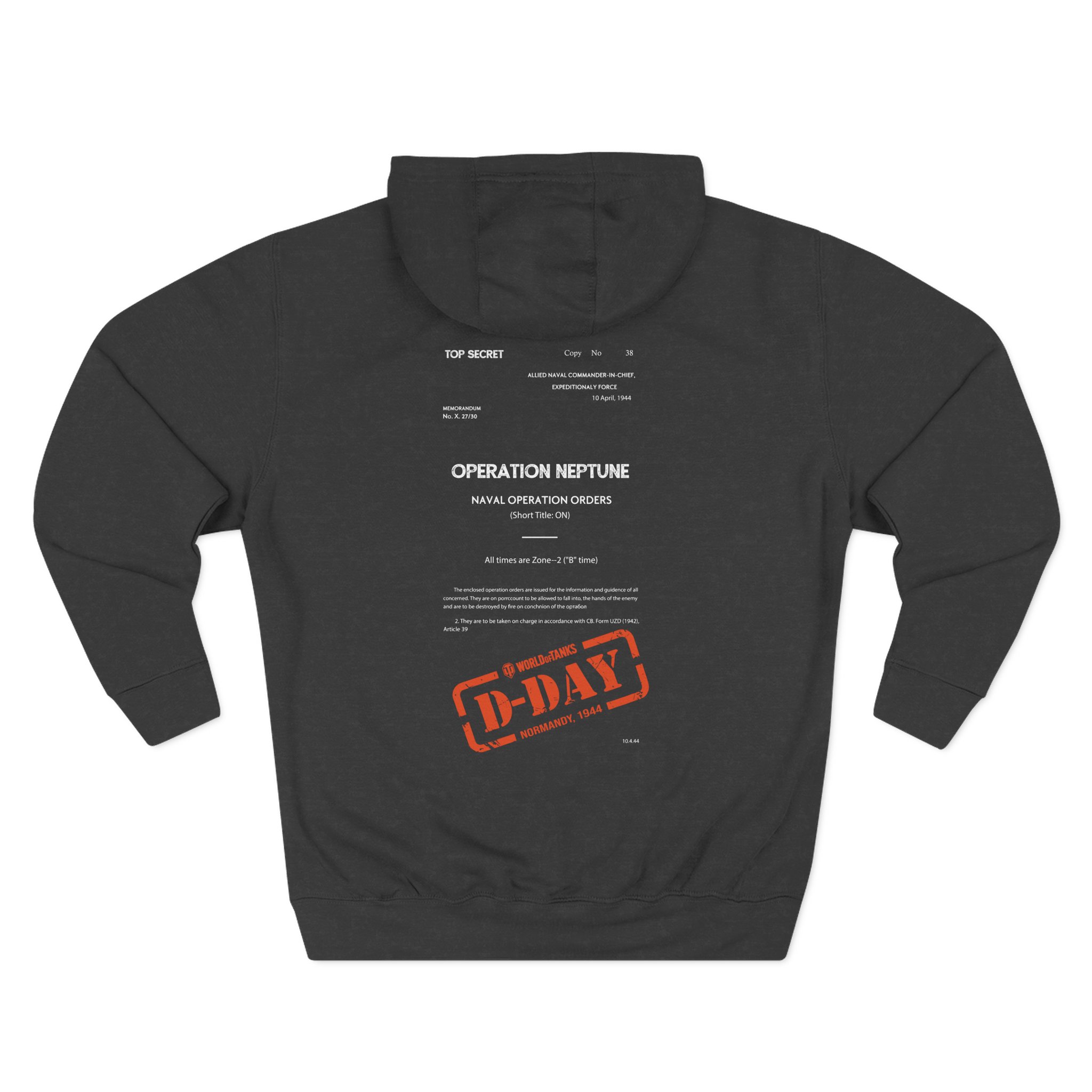 World of Tank Wot D-day Top Secret Three-Panel Fleece Hoodie