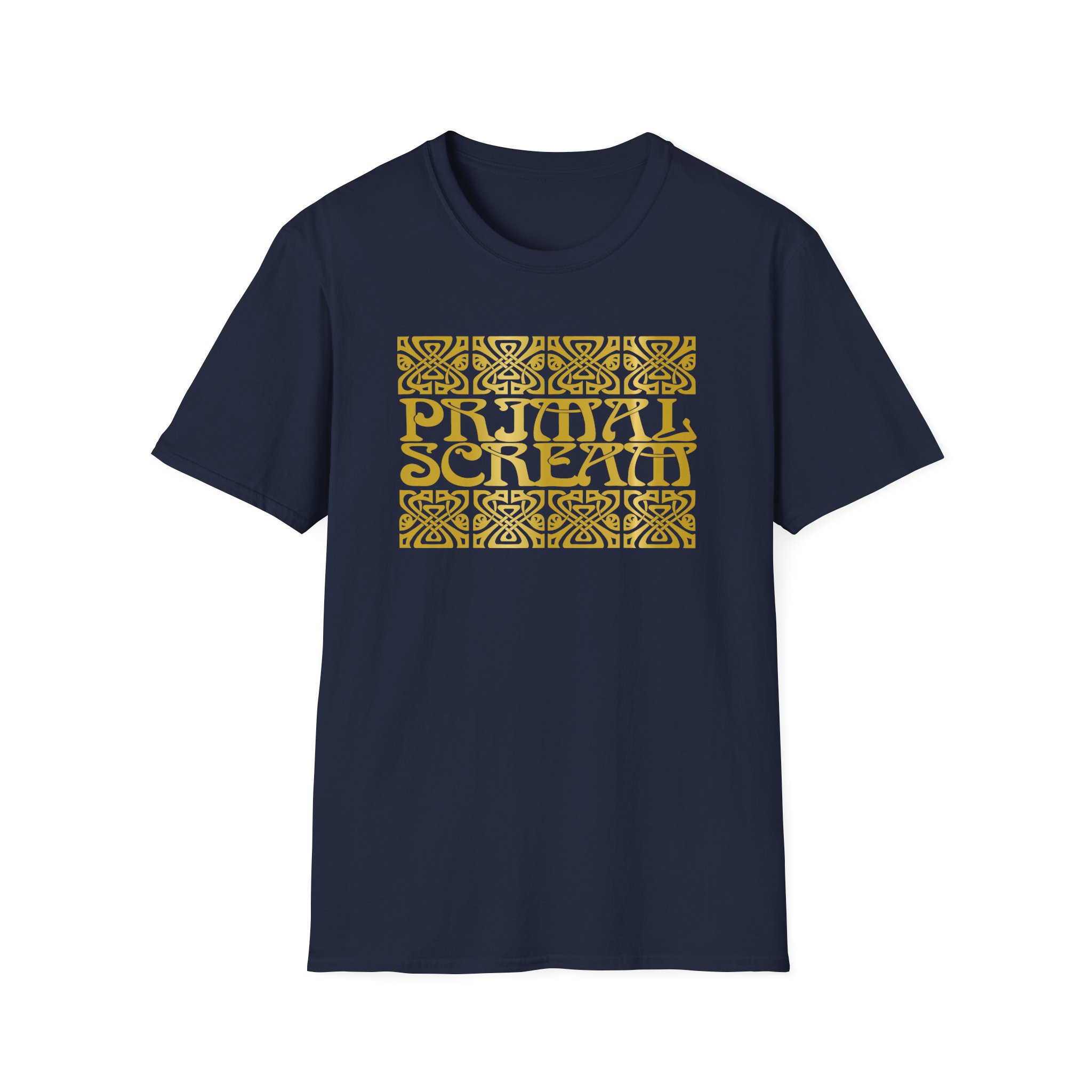 Primal Scream Black & Gold Deco Unisex Softstyle T-Shirt