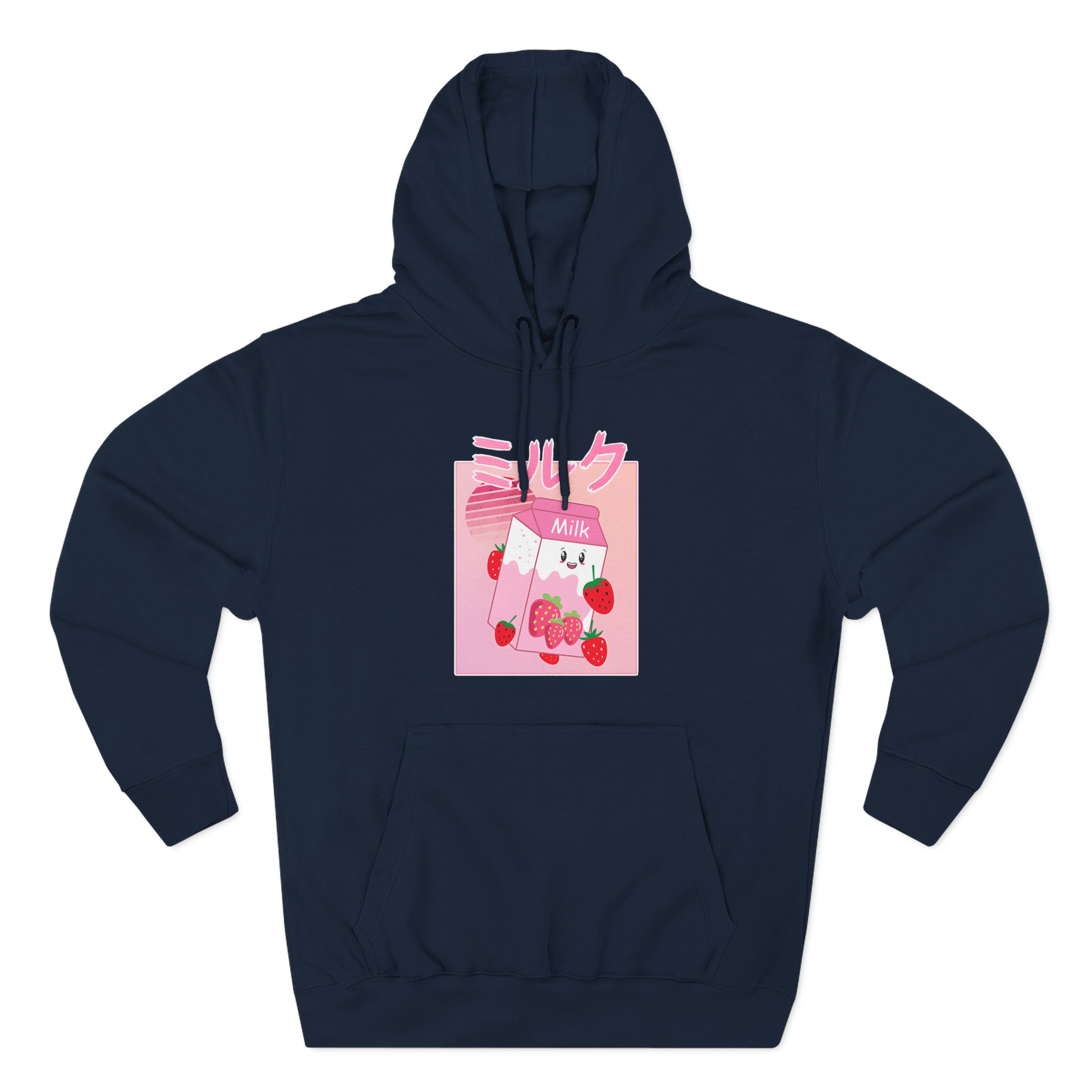 Georgenotfound Anime Strawberry Milk Shake Three-Panel Fleece Hoodie