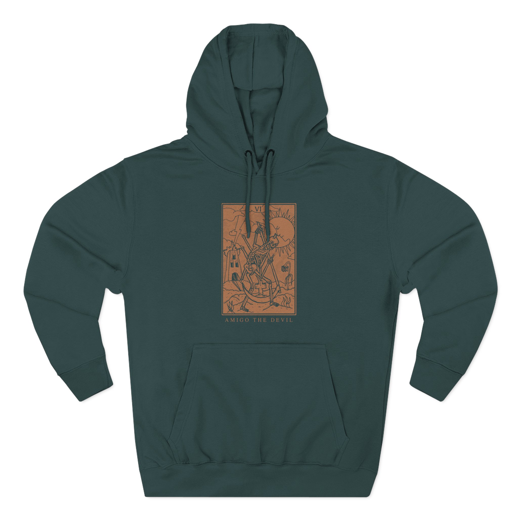 Amigo the Devil Tarot Card Three-Panel Fleece Hoodie