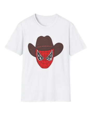 Porfa Spider Man Cowboy Hat Unisex Softstyle T-Shirt