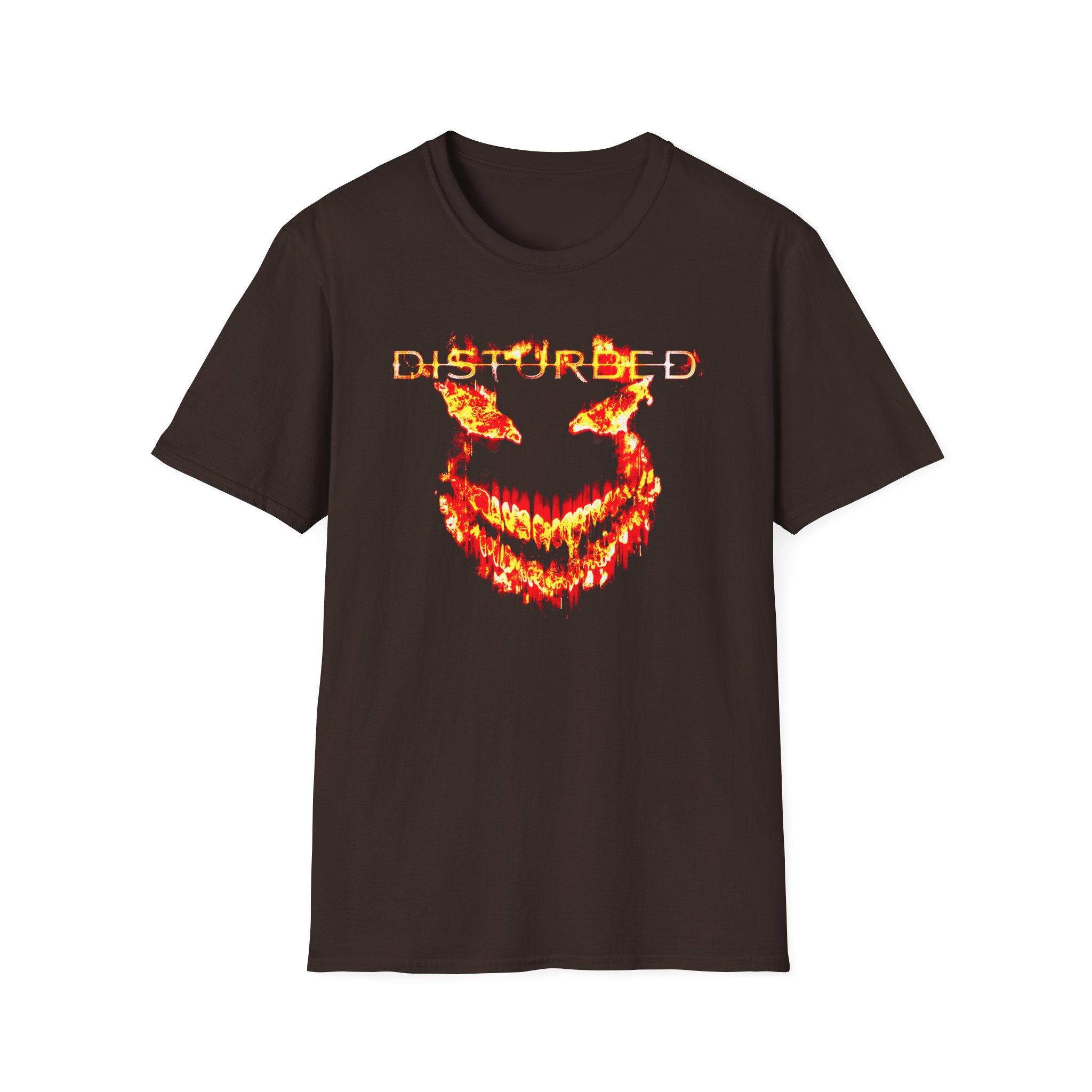Disturbed Disturbed Face Flame Unisex Softstyle T-Shirt