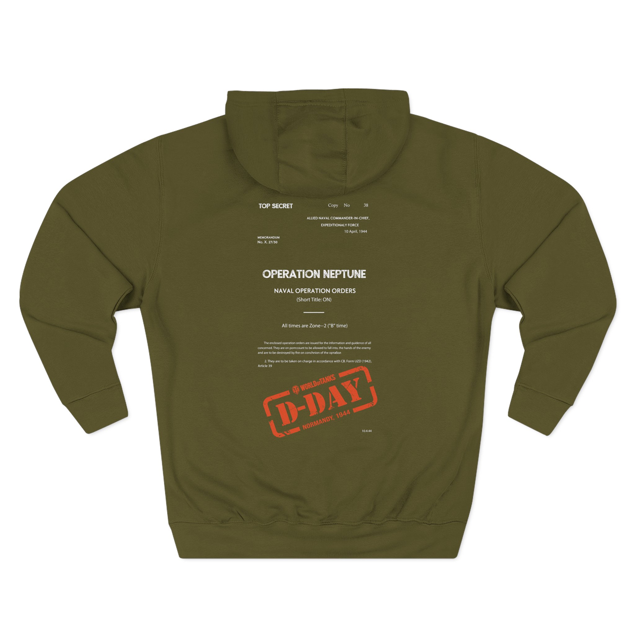 World of Tank Wot D-day Top Secret Three-Panel Fleece Hoodie
