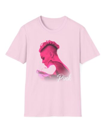 P!nk Silhouette Photo Peach Unisex Softstyle T-Shirt