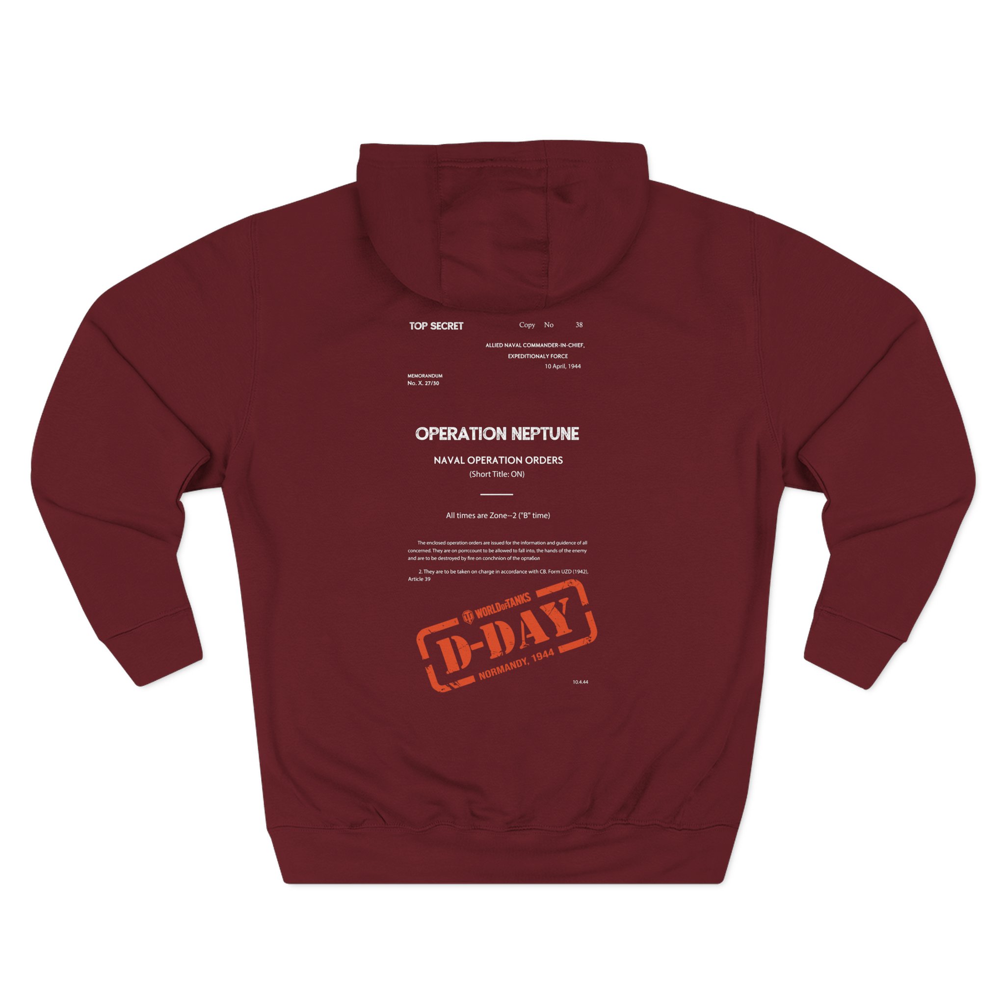World of Tank Wot D-day Top Secret Three-Panel Fleece Hoodie
