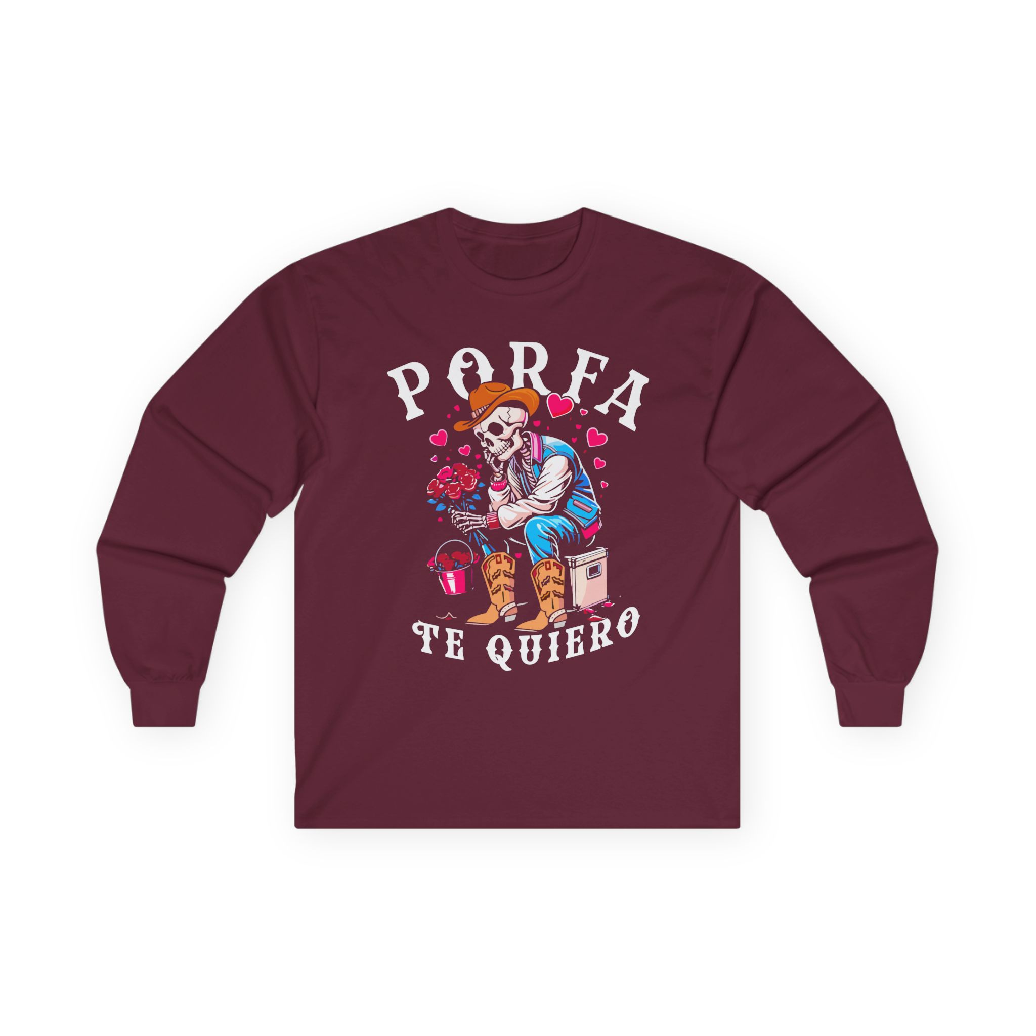 Porfa Skeleton Favor Te Quiero Unisex Ultra Cotton Long Sleeve Tee