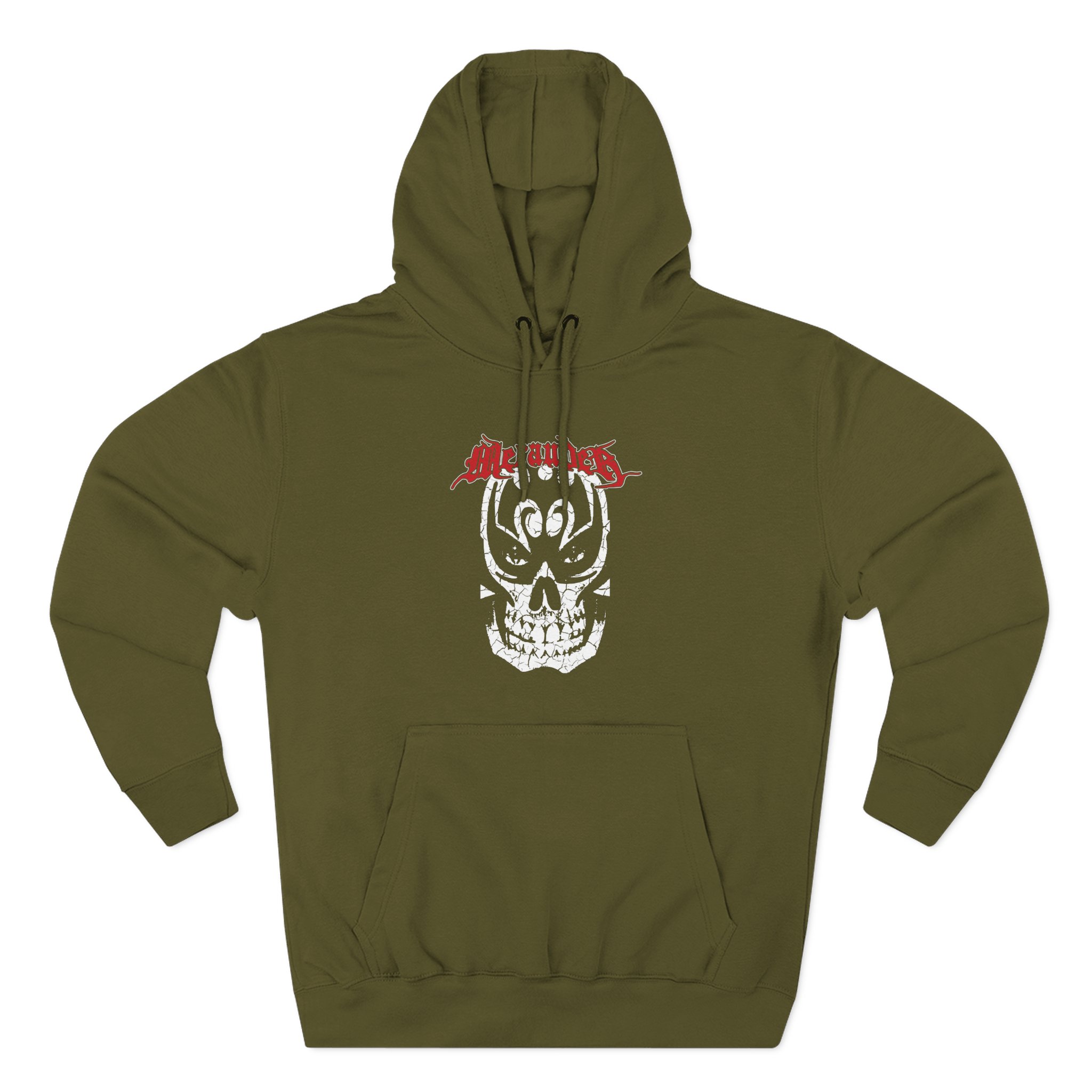 Merauder Cracked Skull Three-Panel Fleece Hoodie