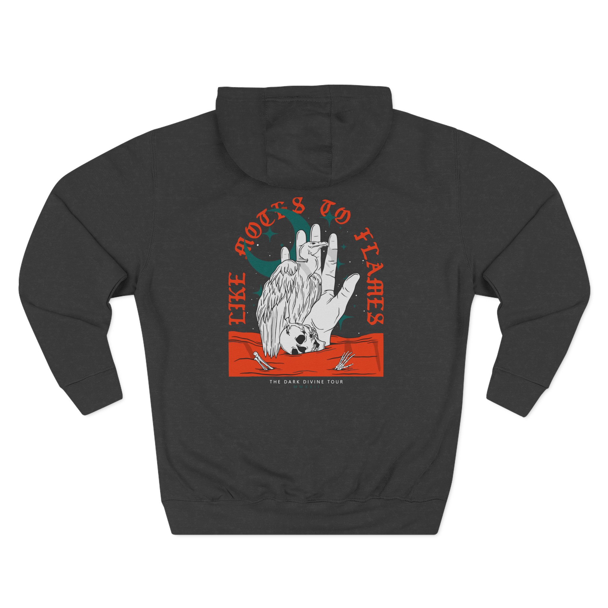Like Moths to Flames the Dark Divine Tour Three-Panel Fleece Hoodie