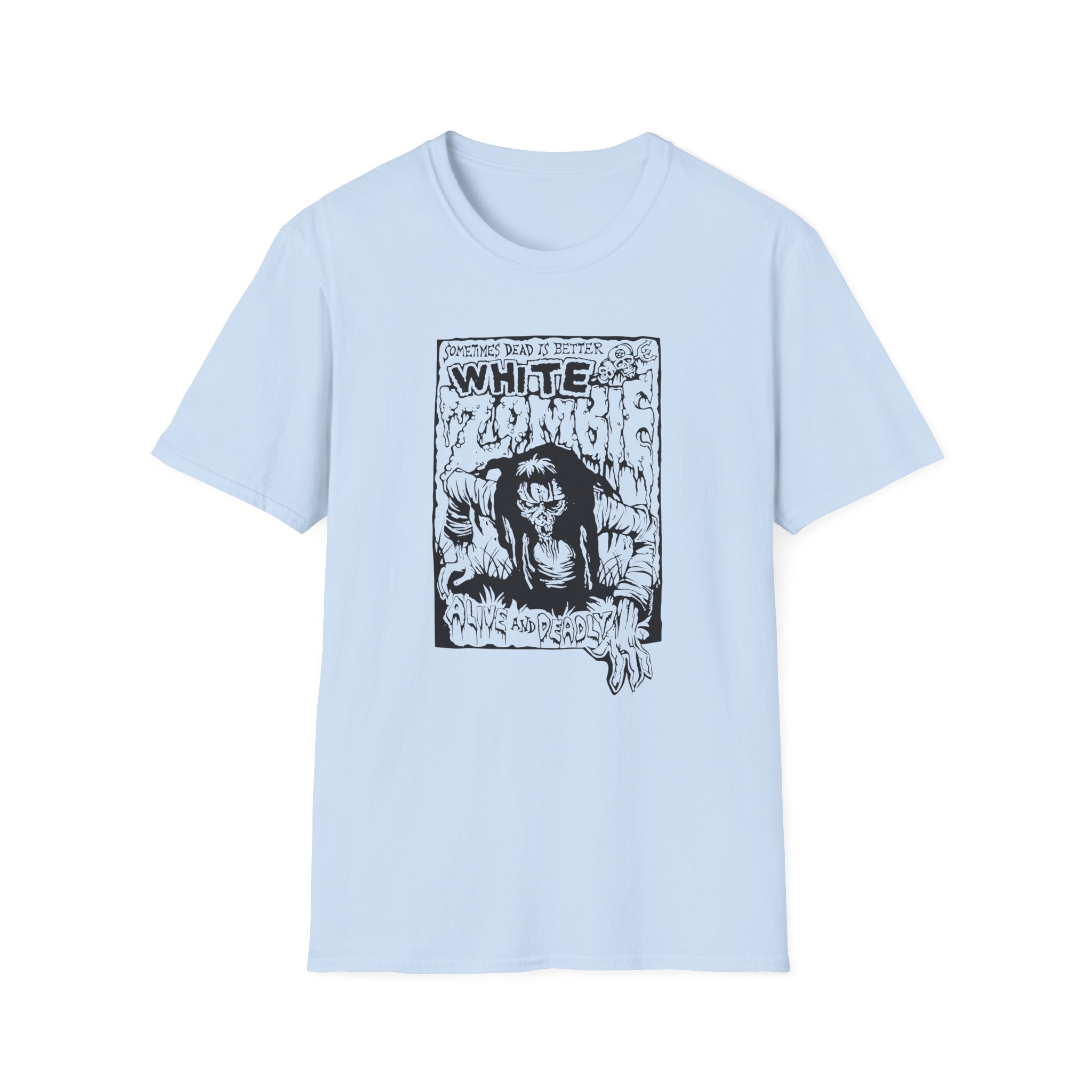 White Zombie Alive and Deadly Unisex Softstyle T-Shirt