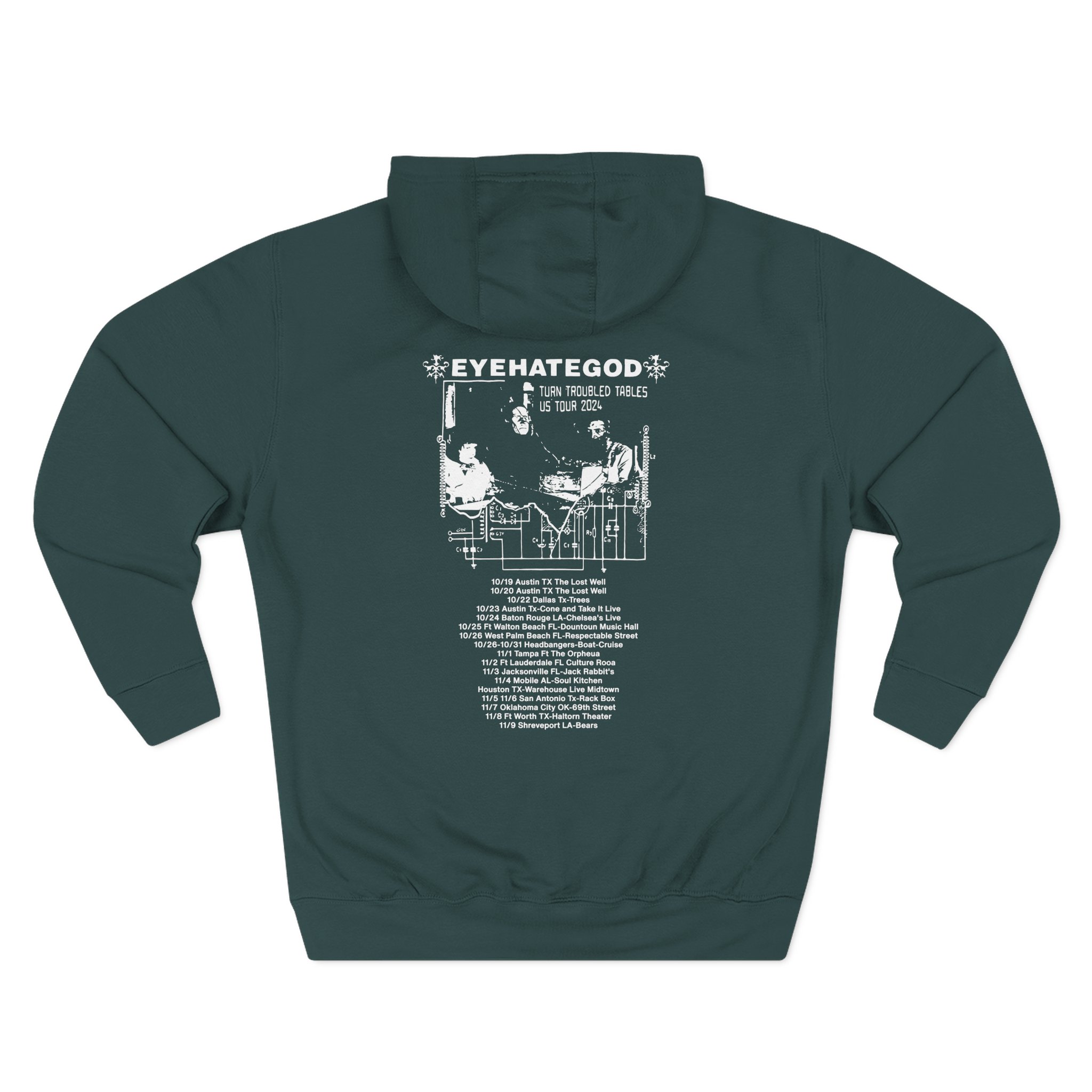 Eyehategod Turn Troubled Tables Us Tour Three-Panel Fleece Hoodie
