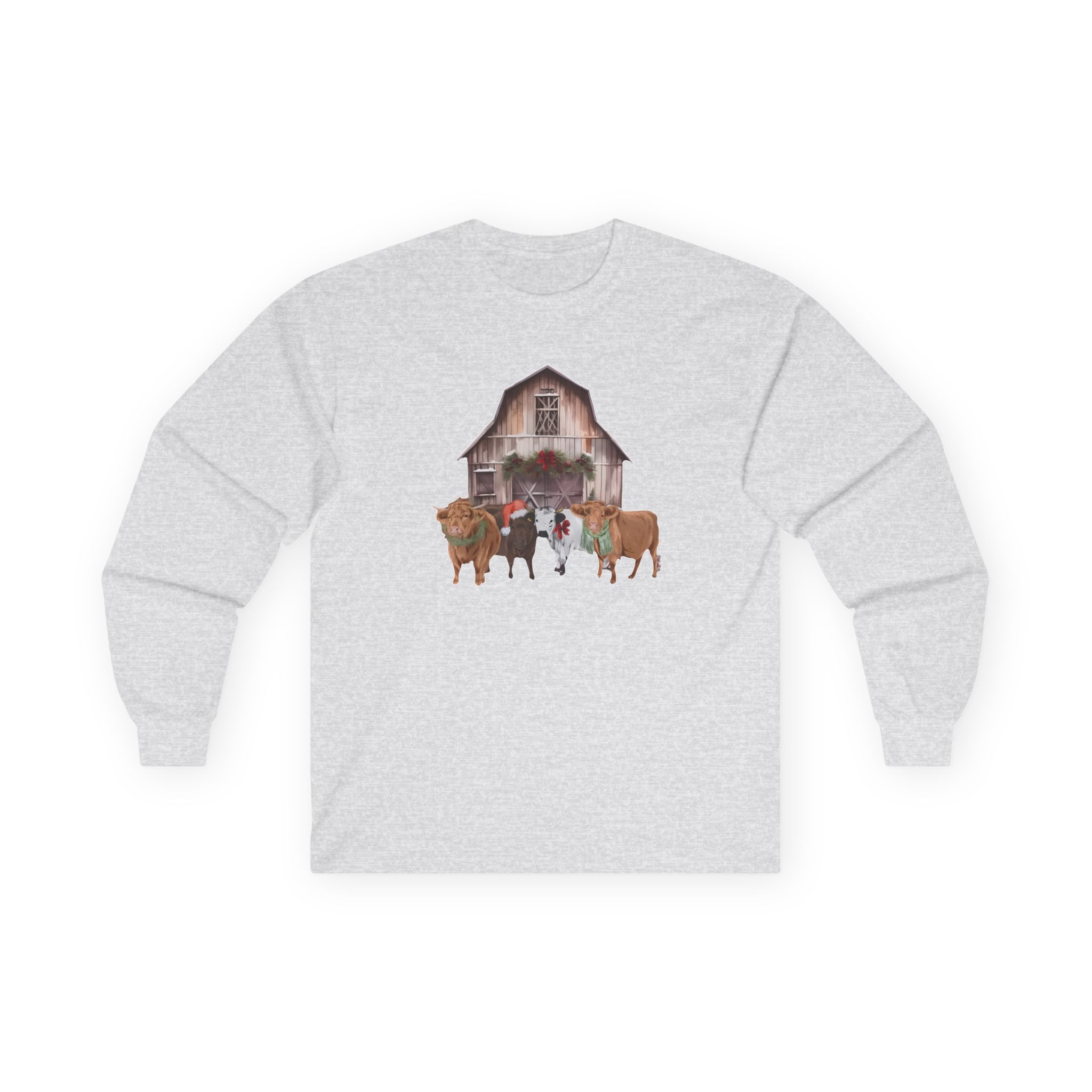 Katie Van Slyke Christmas Cows Unisex Ultra Cotton Long Sleeve Tee