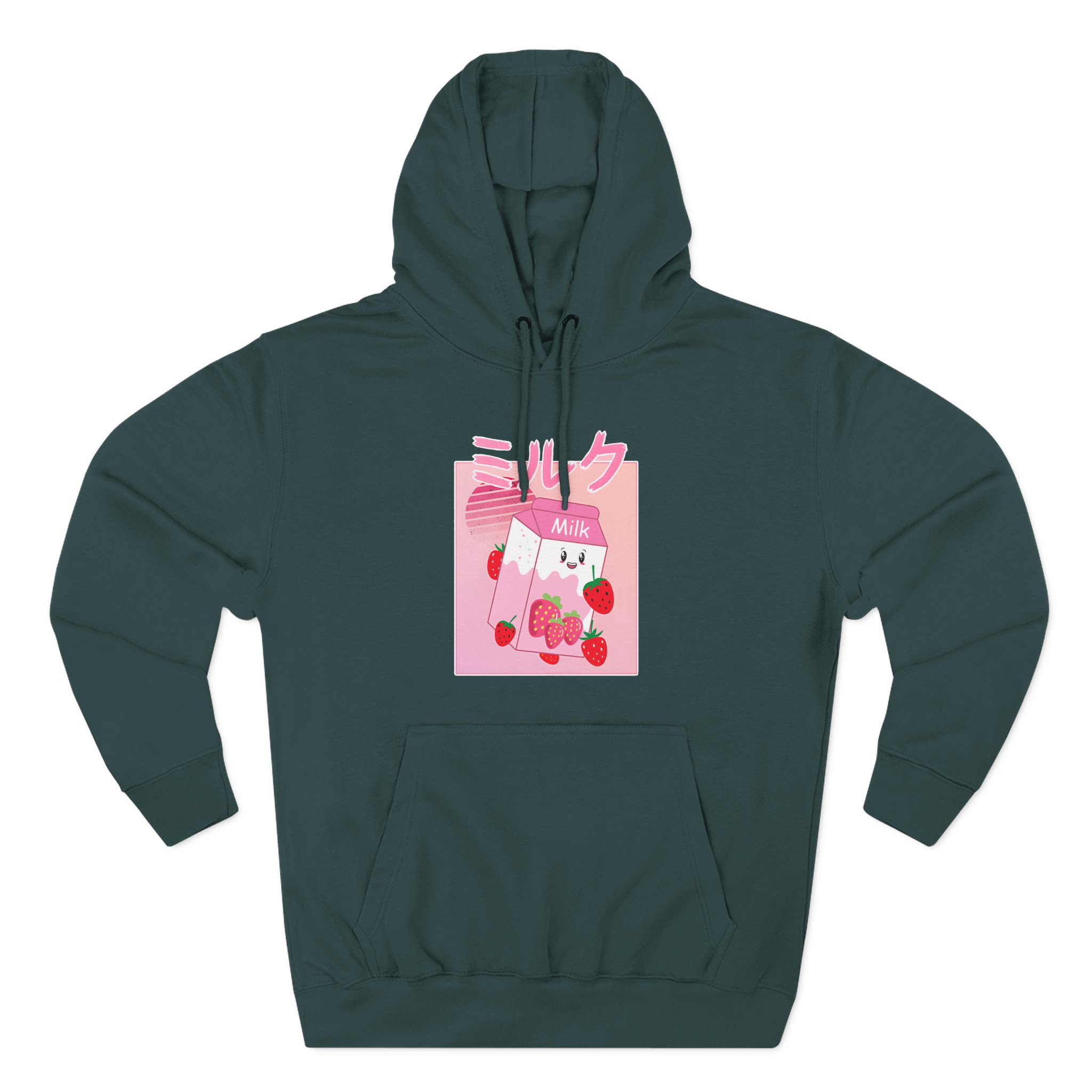 Georgenotfound Anime Strawberry Milk Shake Three-Panel Fleece Hoodie