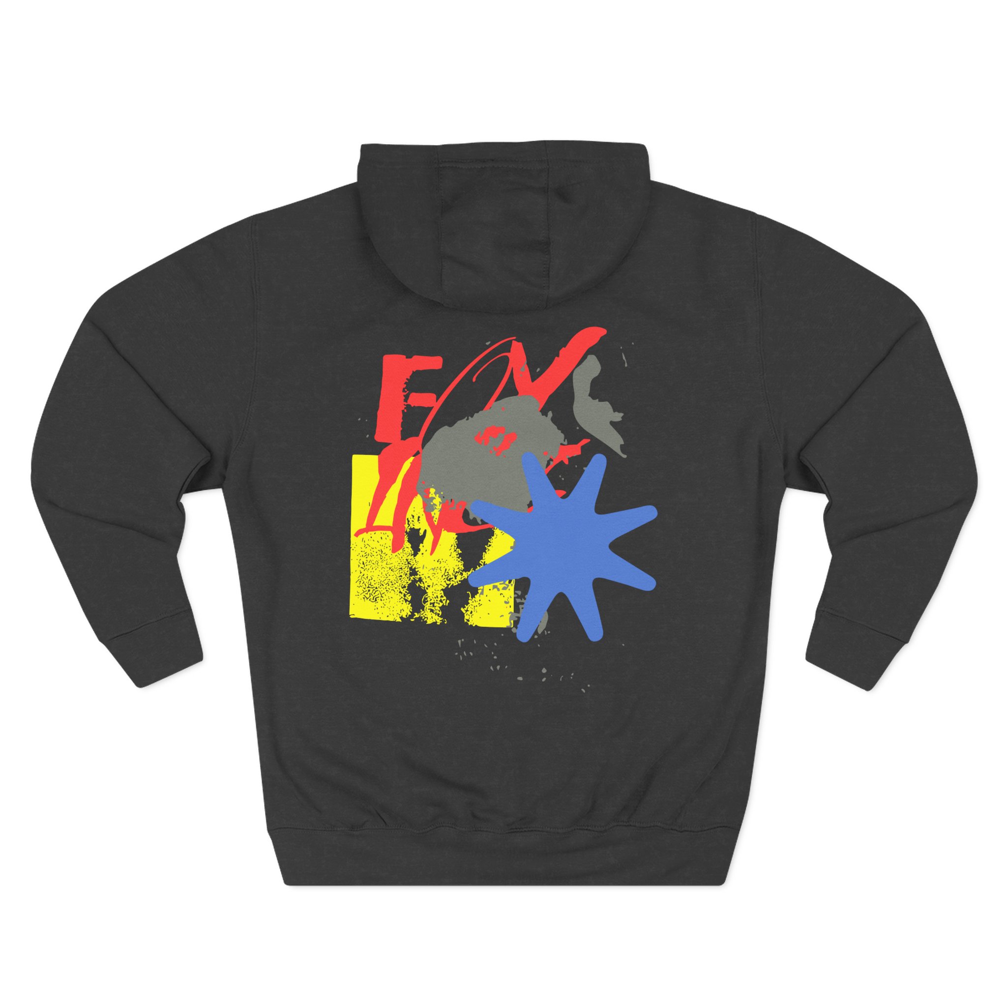Foxing Shapes Three-Panel Fleece Hoodie