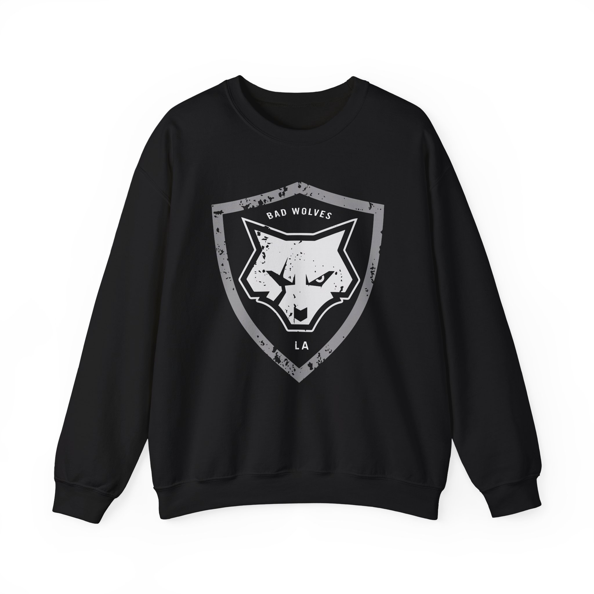 Bad Wolves Distressed Shield Unisex Heavy Blendâ„¢ Crewneck Sweatshirt
