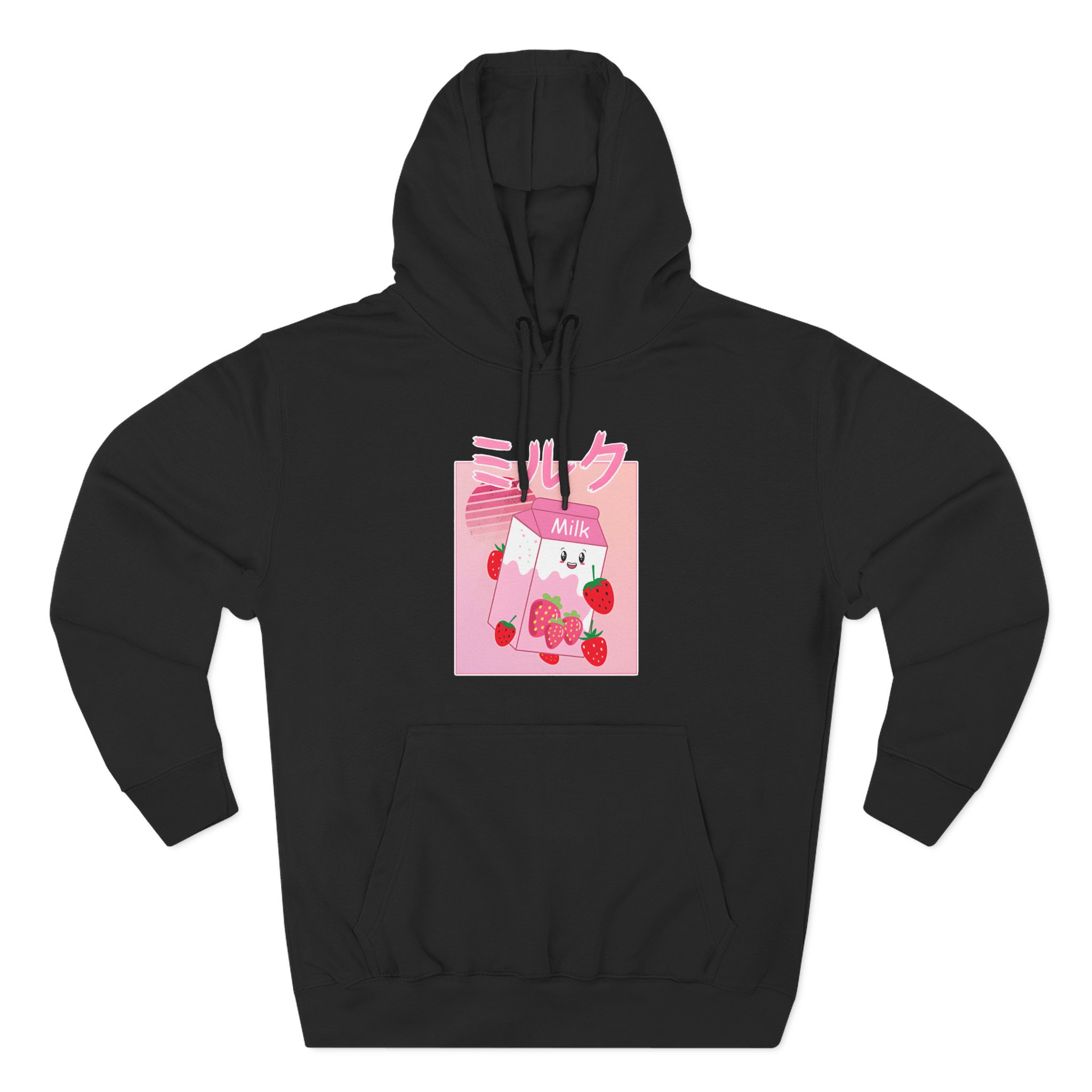 Georgenotfound Anime Strawberry Milk Shake Three-Panel Fleece Hoodie