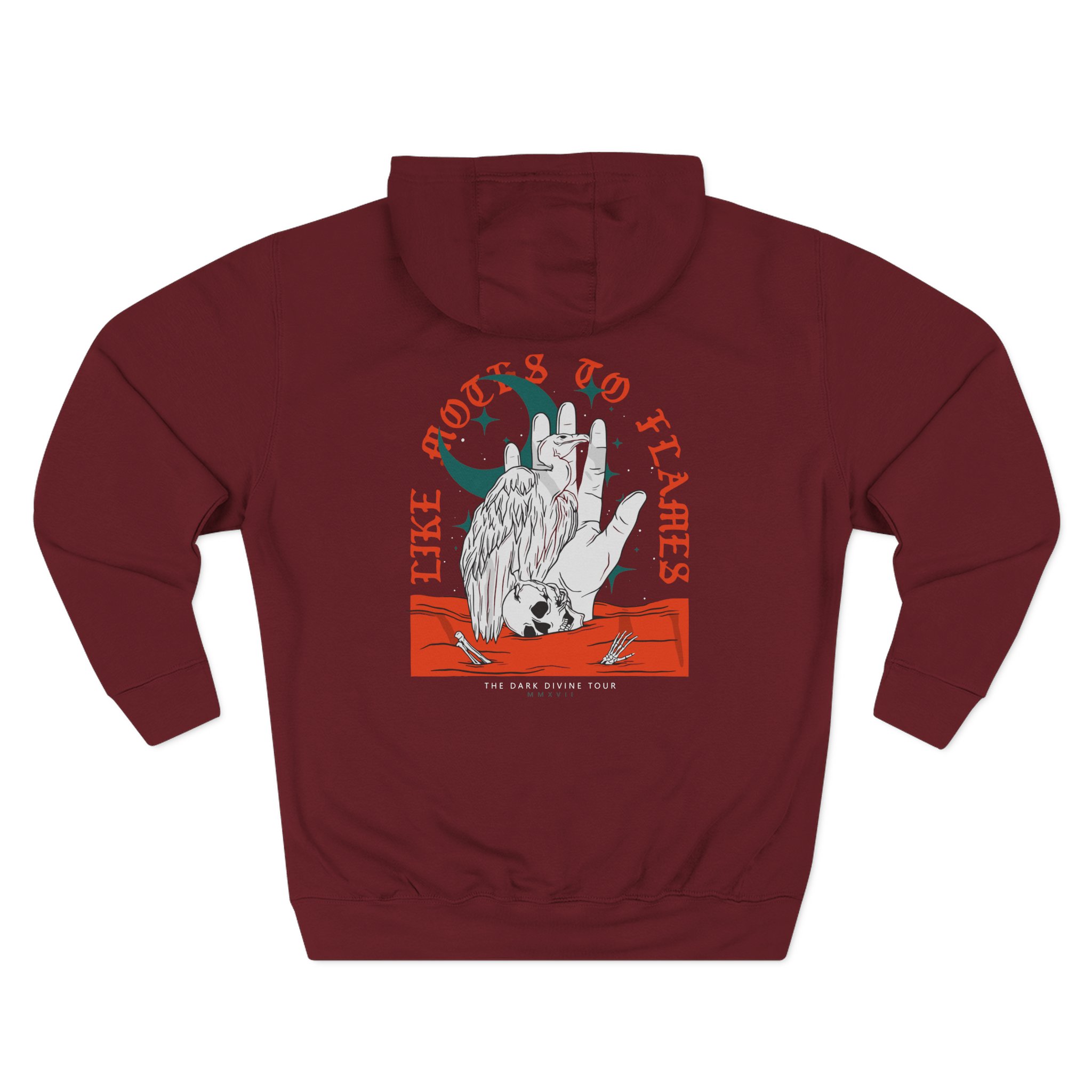 Like Moths to Flames the Dark Divine Tour Three-Panel Fleece Hoodie