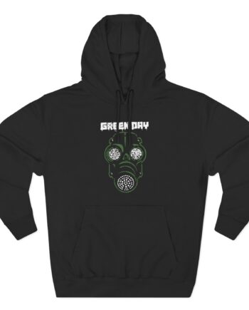 Green Day Gas Mask Long Three-Panel Fleece Hoodie