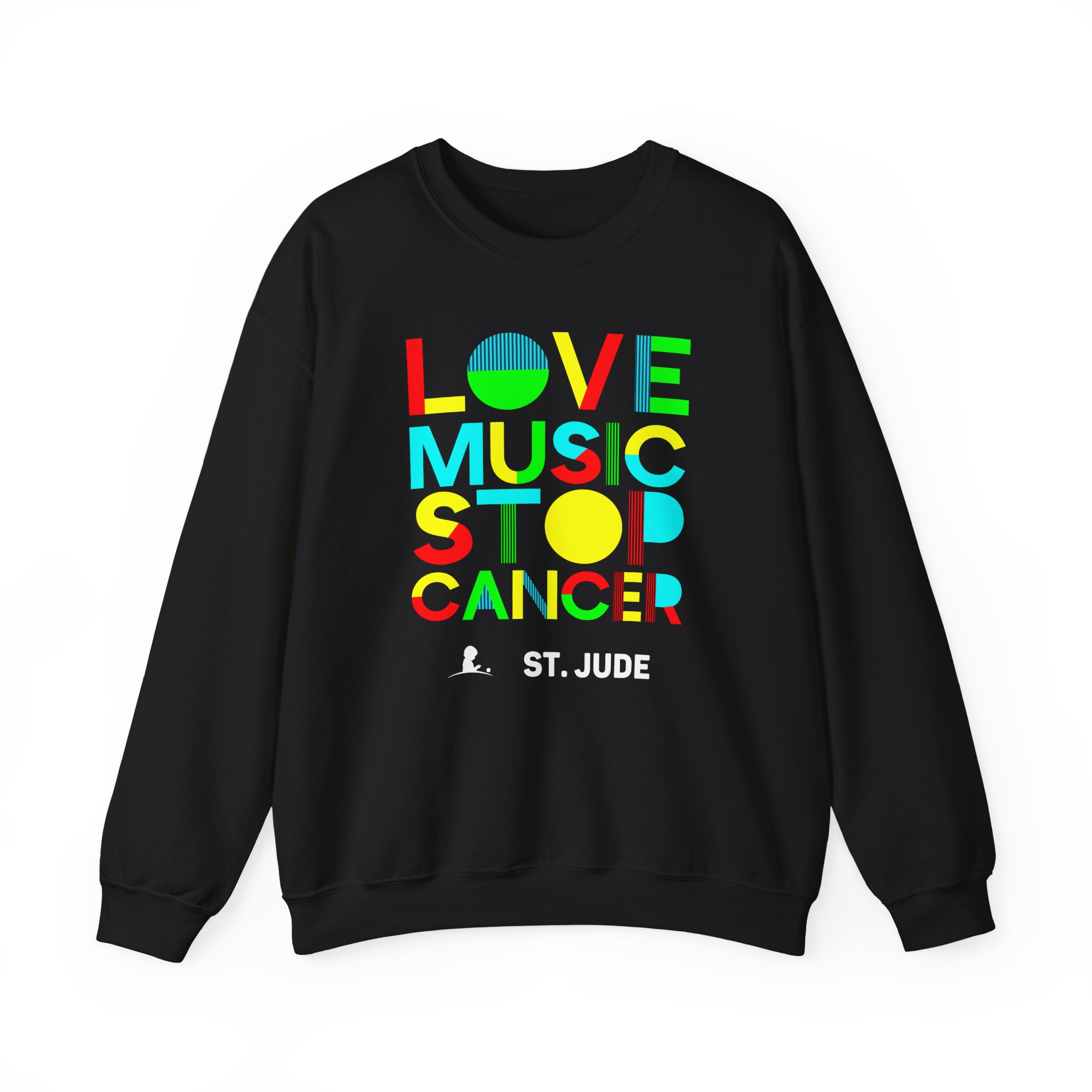 Liquid Stranger Love Music Stop Cancer Unisex Heavy Blendâ„¢ Crewneck Sweatshirt