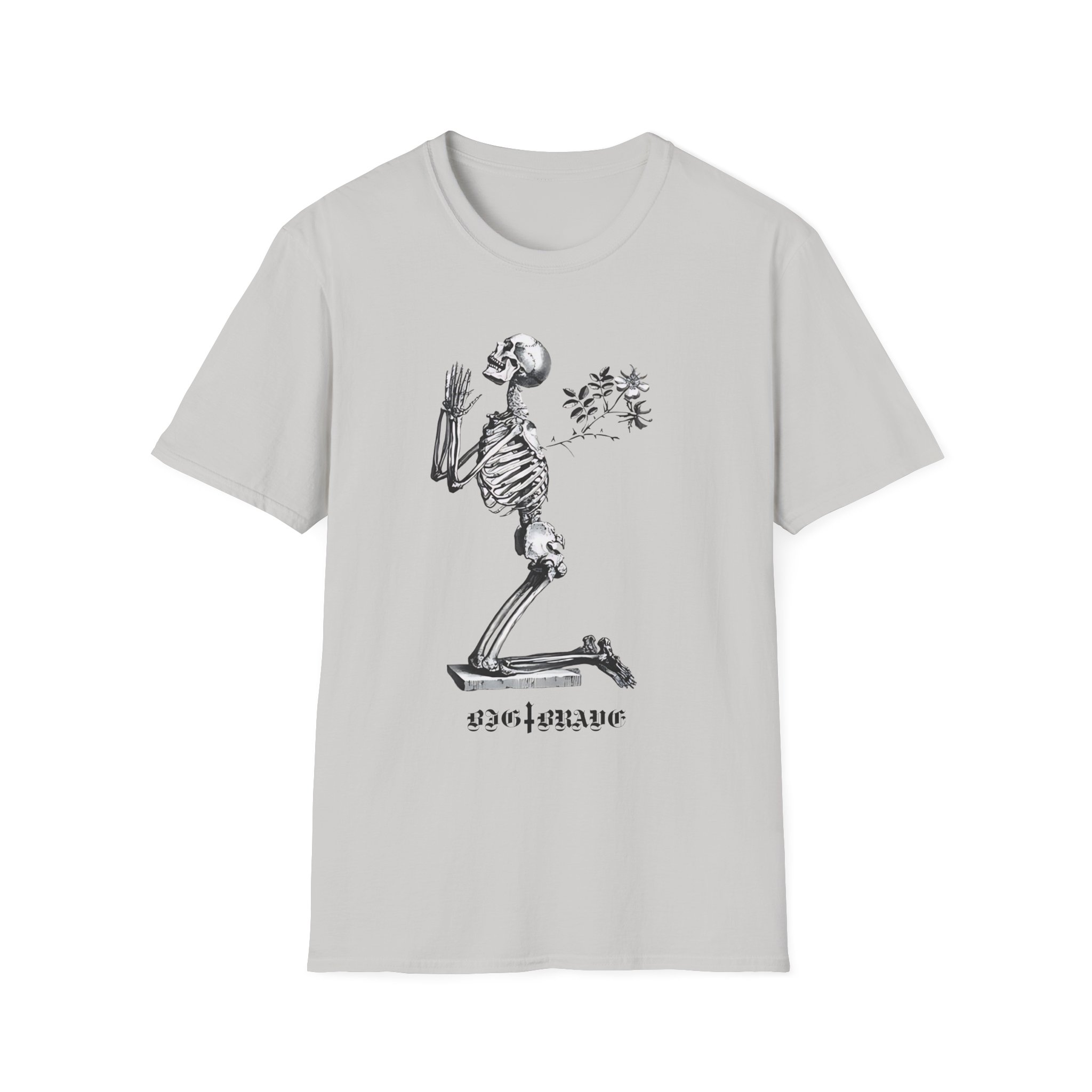 Big Brave Praying Skeleton Unisex Softstyle T-Shirt