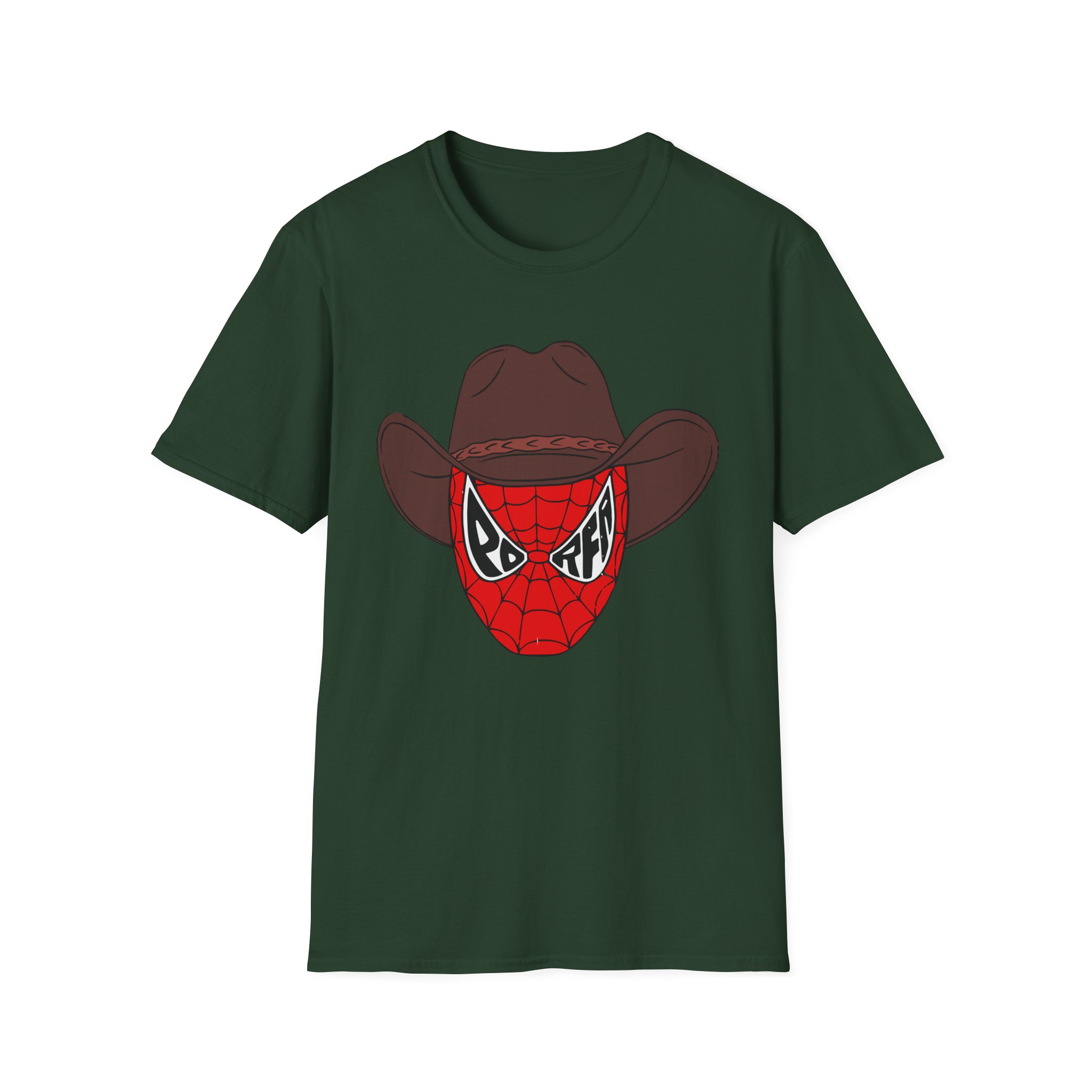 Porfa Spider Man Cowboy Hat Unisex Softstyle T-Shirt