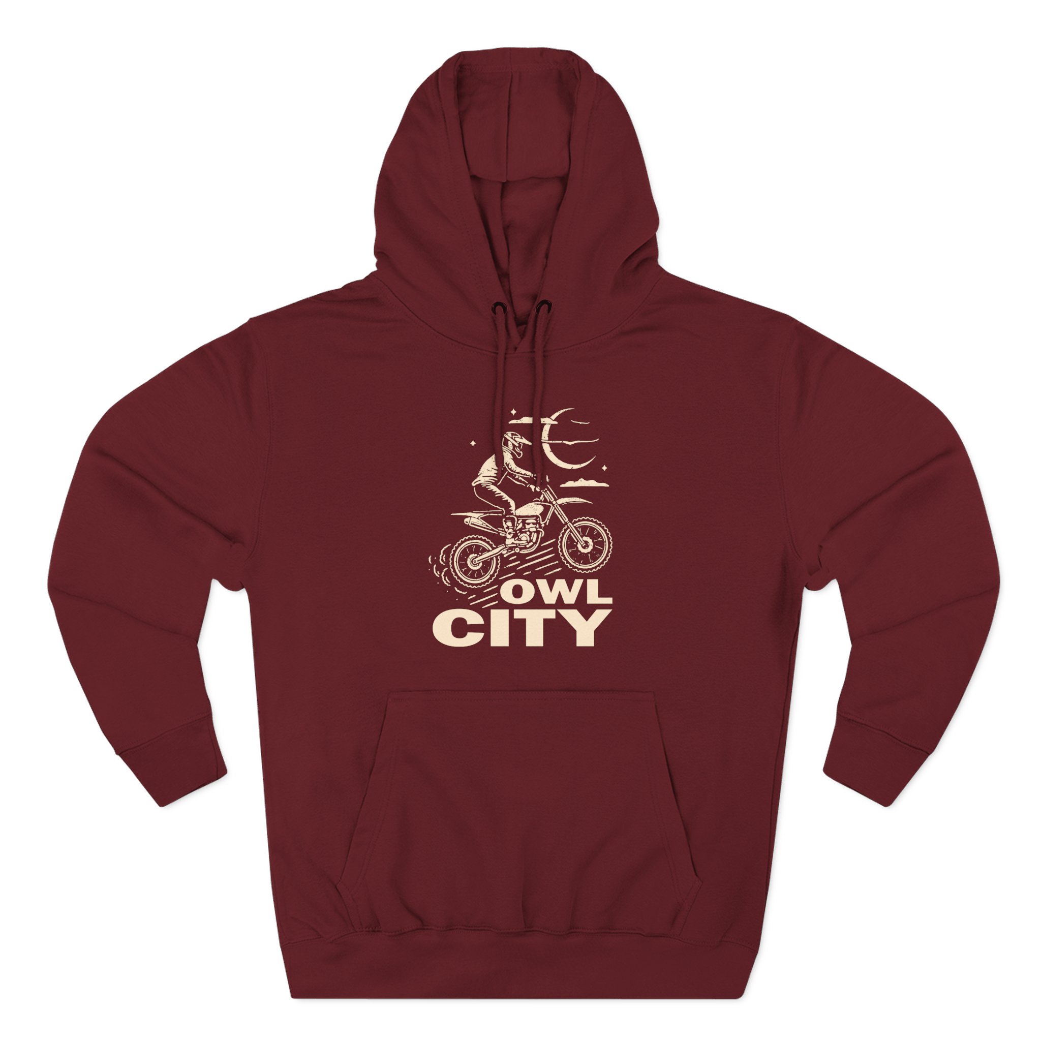 Owl City Motorcycle Puff Three-Panel Fleece Hoodie