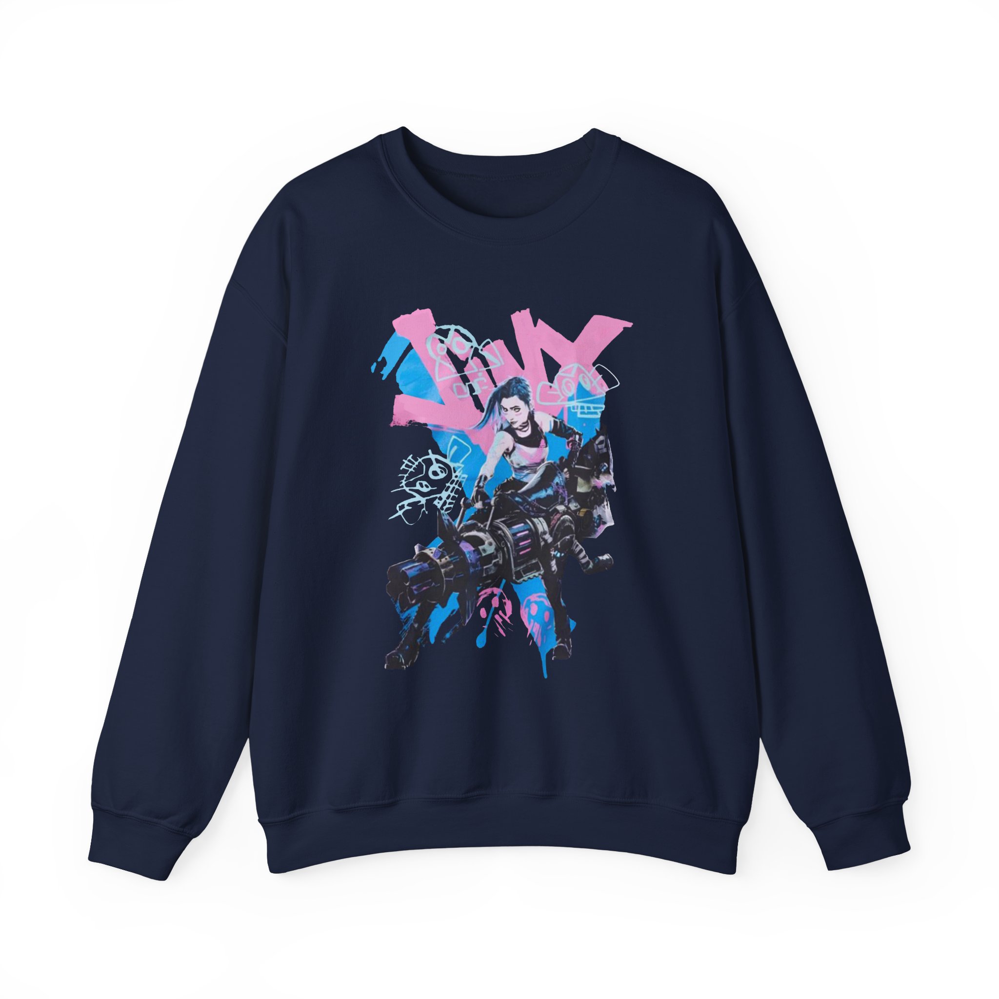 Jinx Arcane Graffiti Jumbo Unisex Heavy Blendâ„¢ Crewneck Sweatshirt