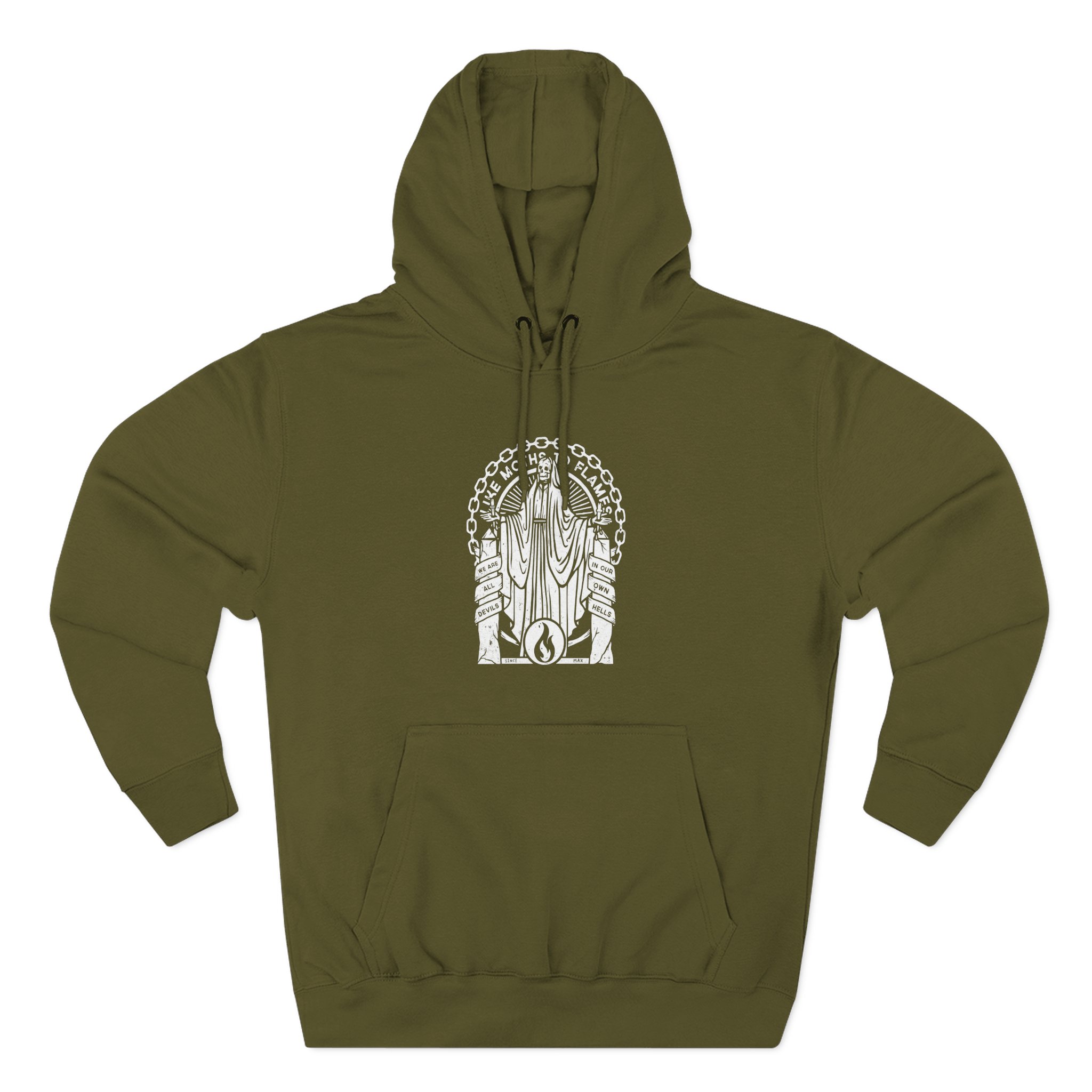 Like Moths to Flames Three-Panel Fleece Hoodie